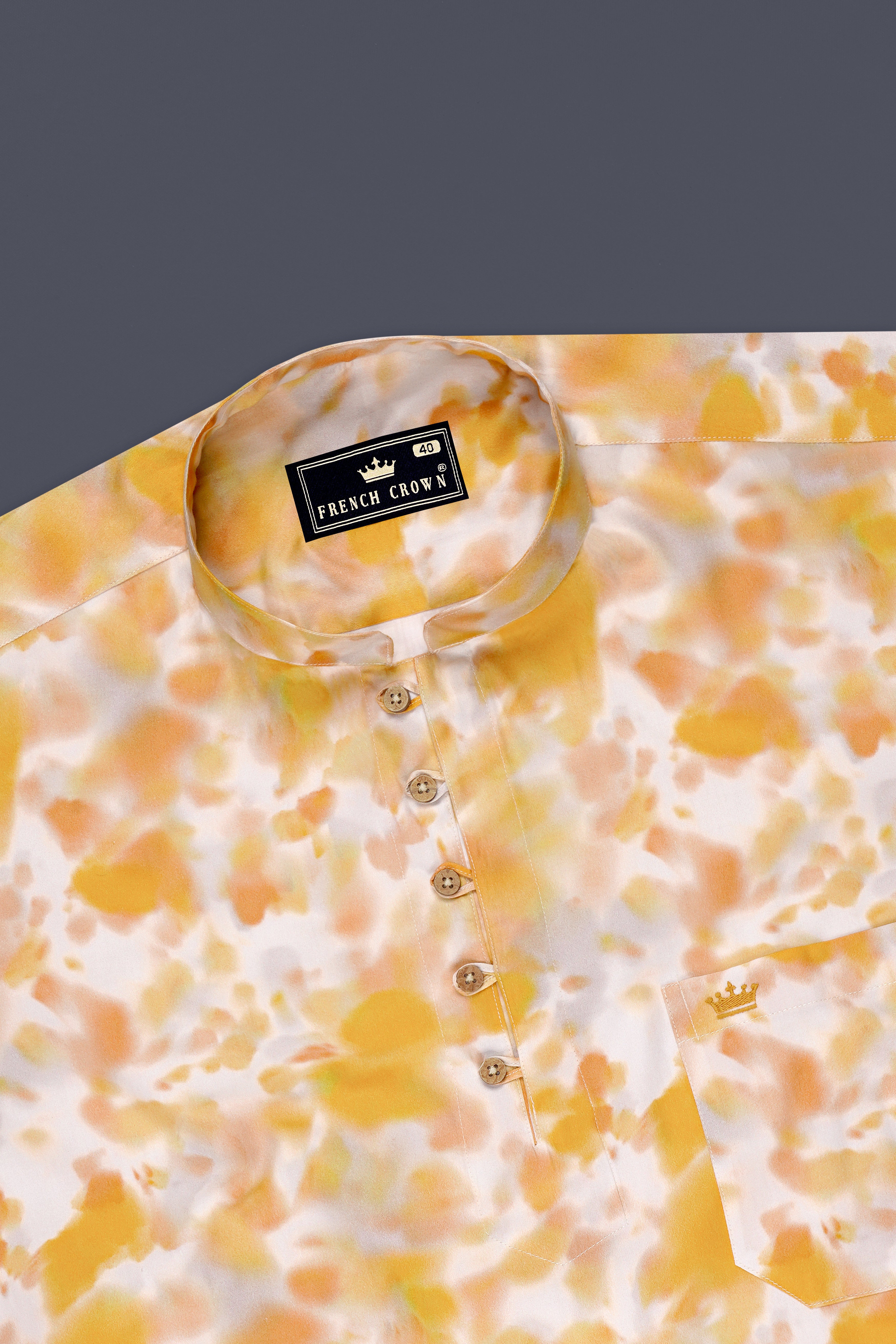 Aurelian-Cadmium Orange And Bright White Soft Tie-Dye Printed Super Soft Premium Cotton Casual Kurta Shirt