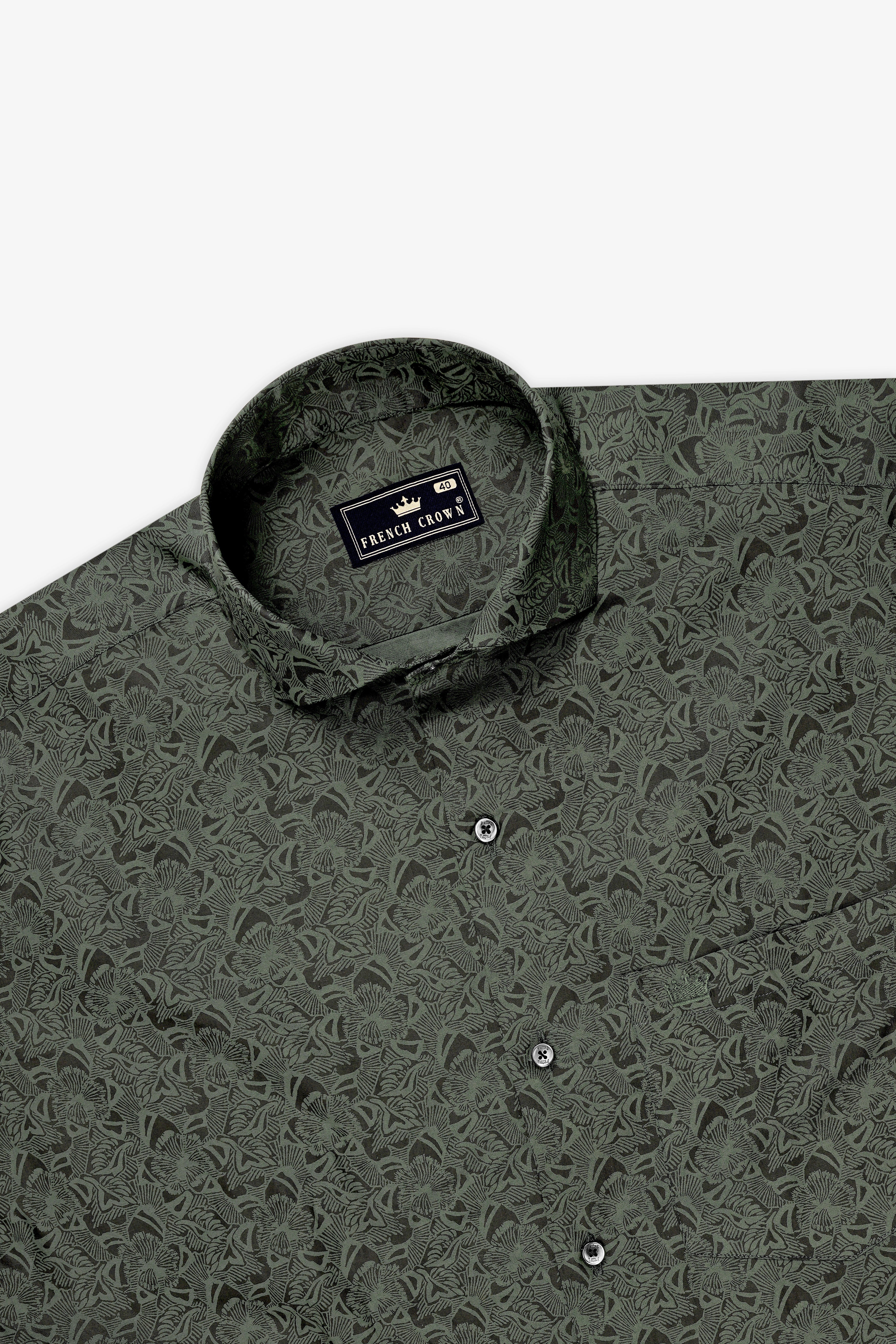 Botanica-Finlandia Green Tonal Floral Printed Super Soft Premium Cotton Casual Shirt