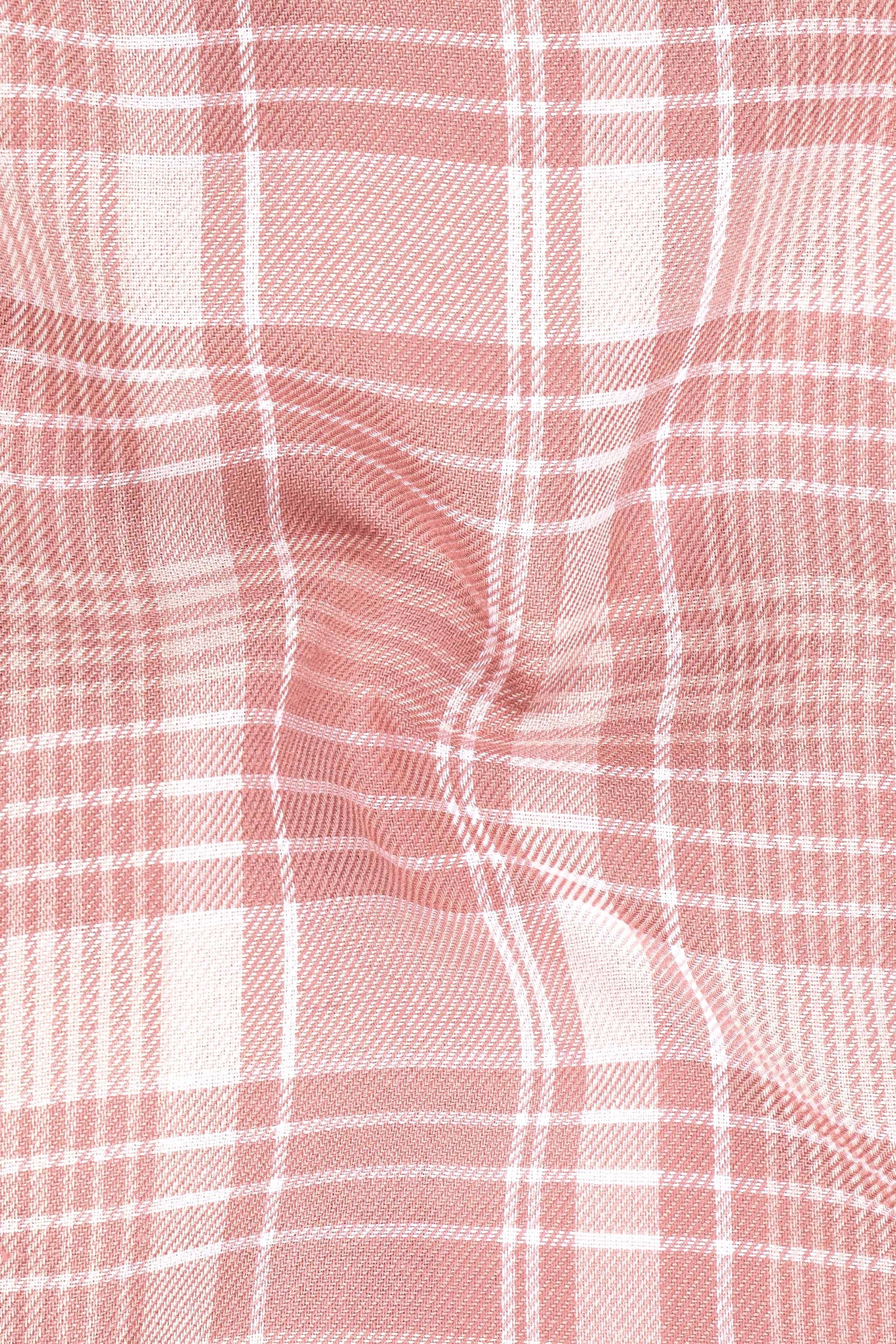 Roselle-Flamingo Pink Plaid Super Soft Tencel Casual Shirts