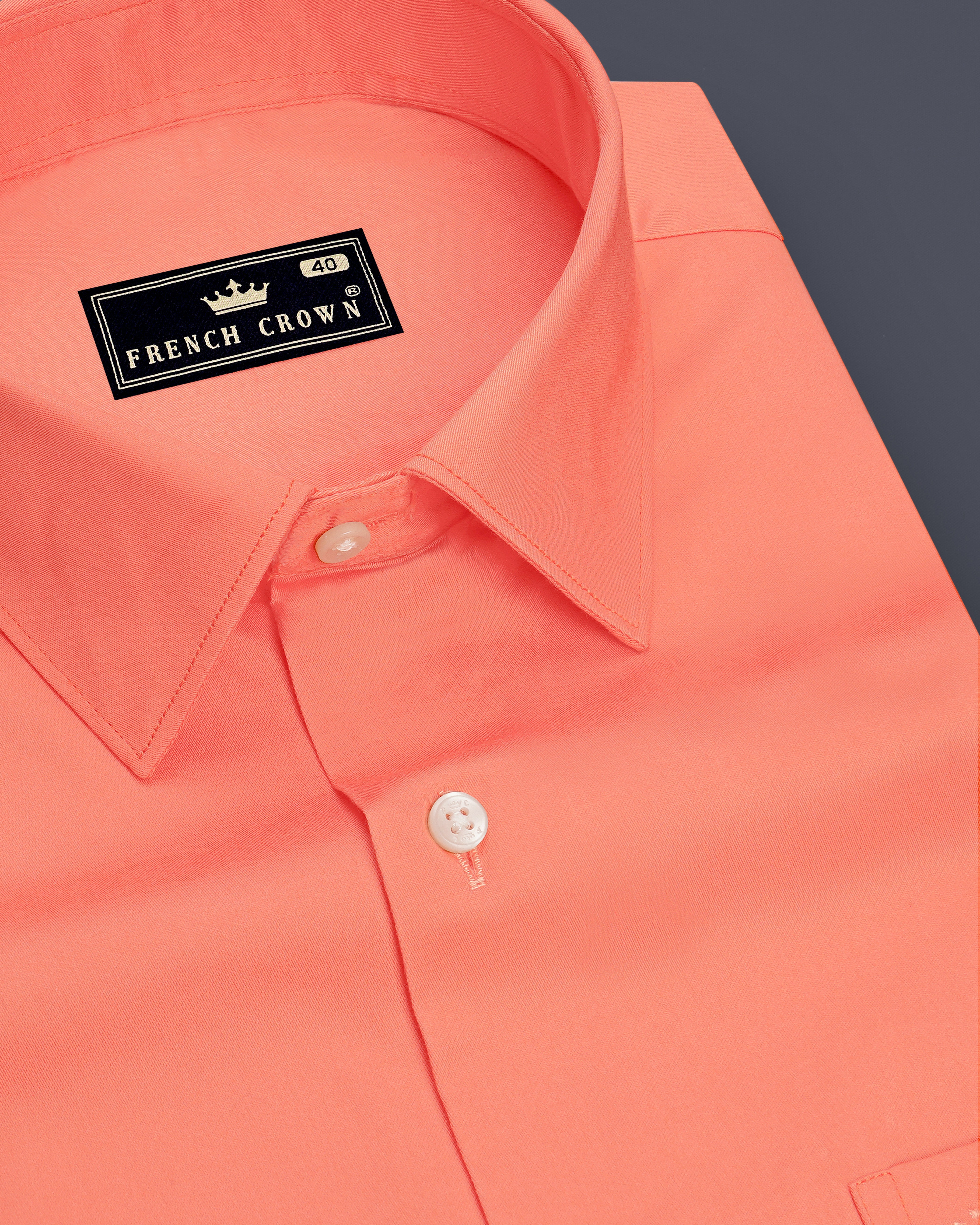 salmon color dress shirt Solmira-Salmon Peach Plain-Solid Formal Premium Cotton Shirt For Men