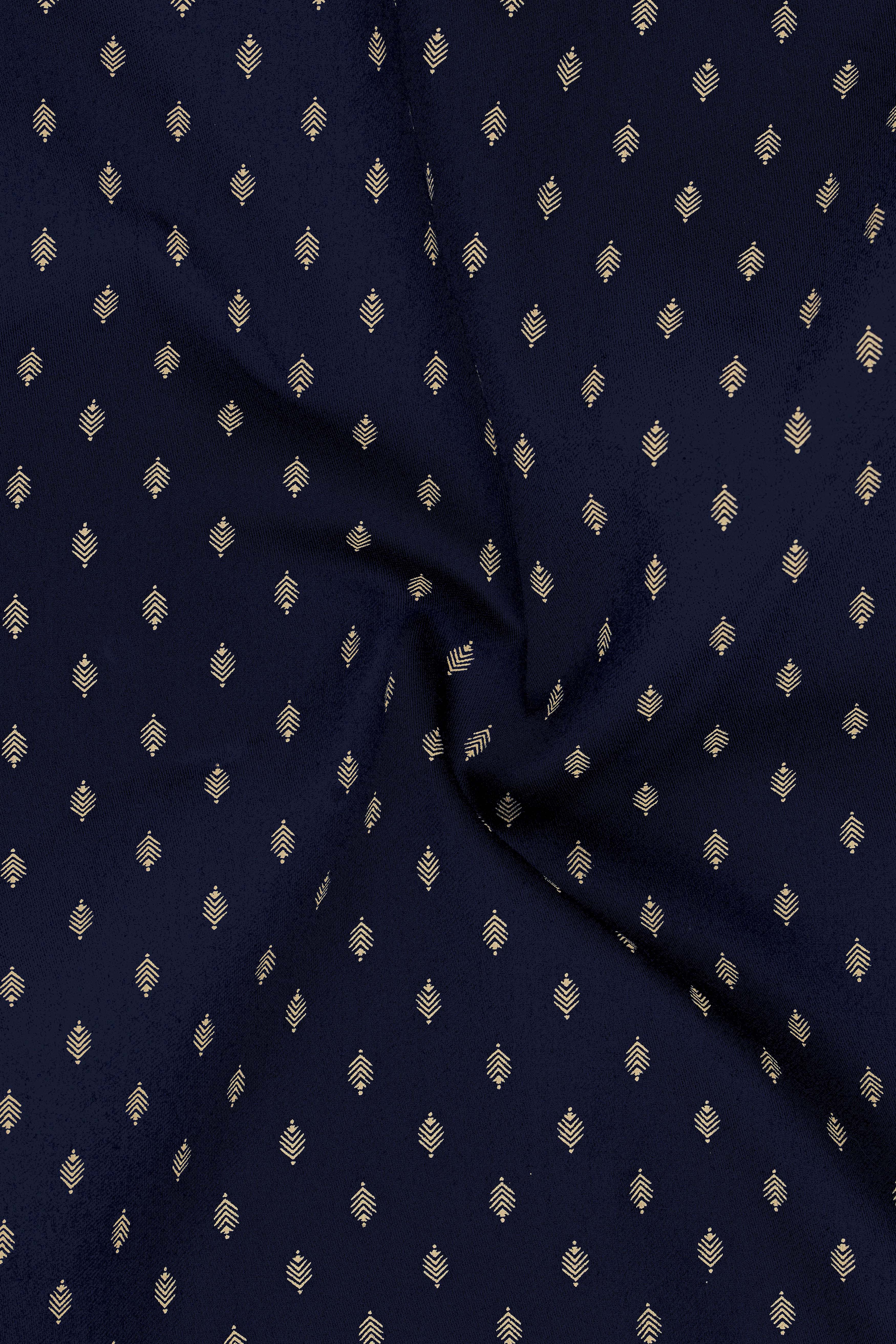 Noctra-Vulcan Blue Printed Subtle Sheen Super Soft Premium Cotton Dress Shirt