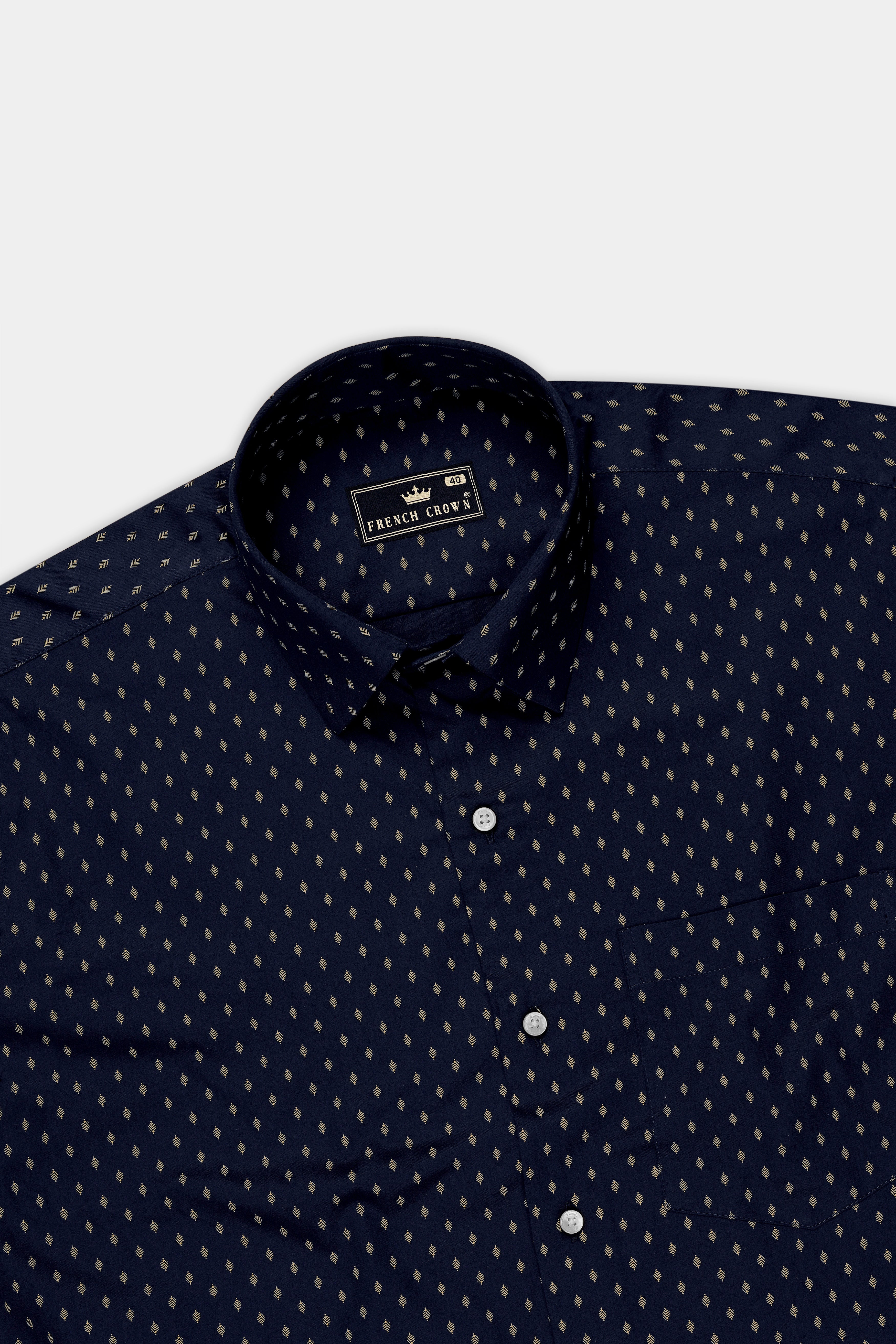 Noctra-Vulcan Blue Printed Subtle Sheen Super Soft Premium Cotton Dress Shirt