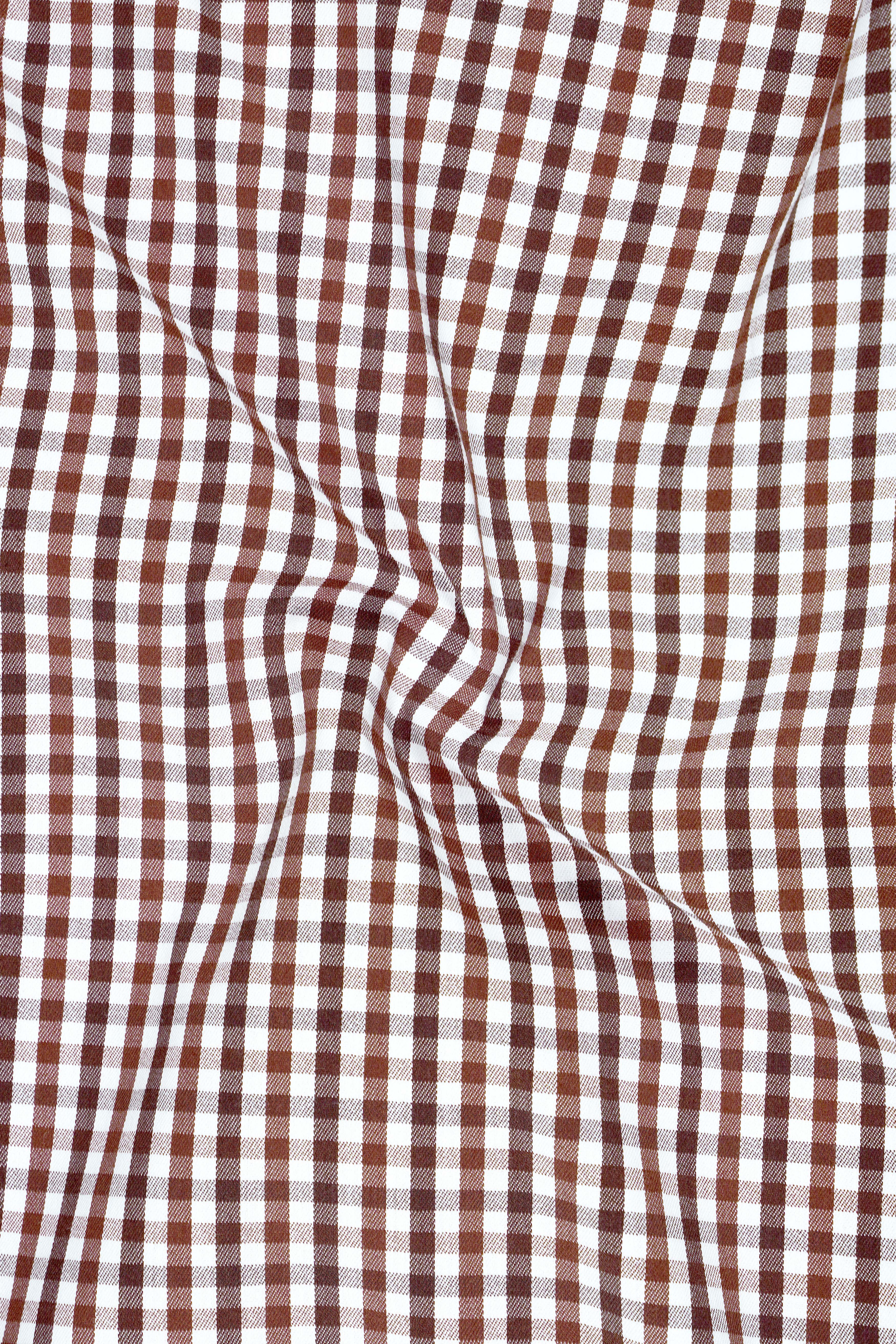 Kastor-Copper Rust Brown And Bright White Gingham Plaid Super Soft Premium Cotton Dress Shirt