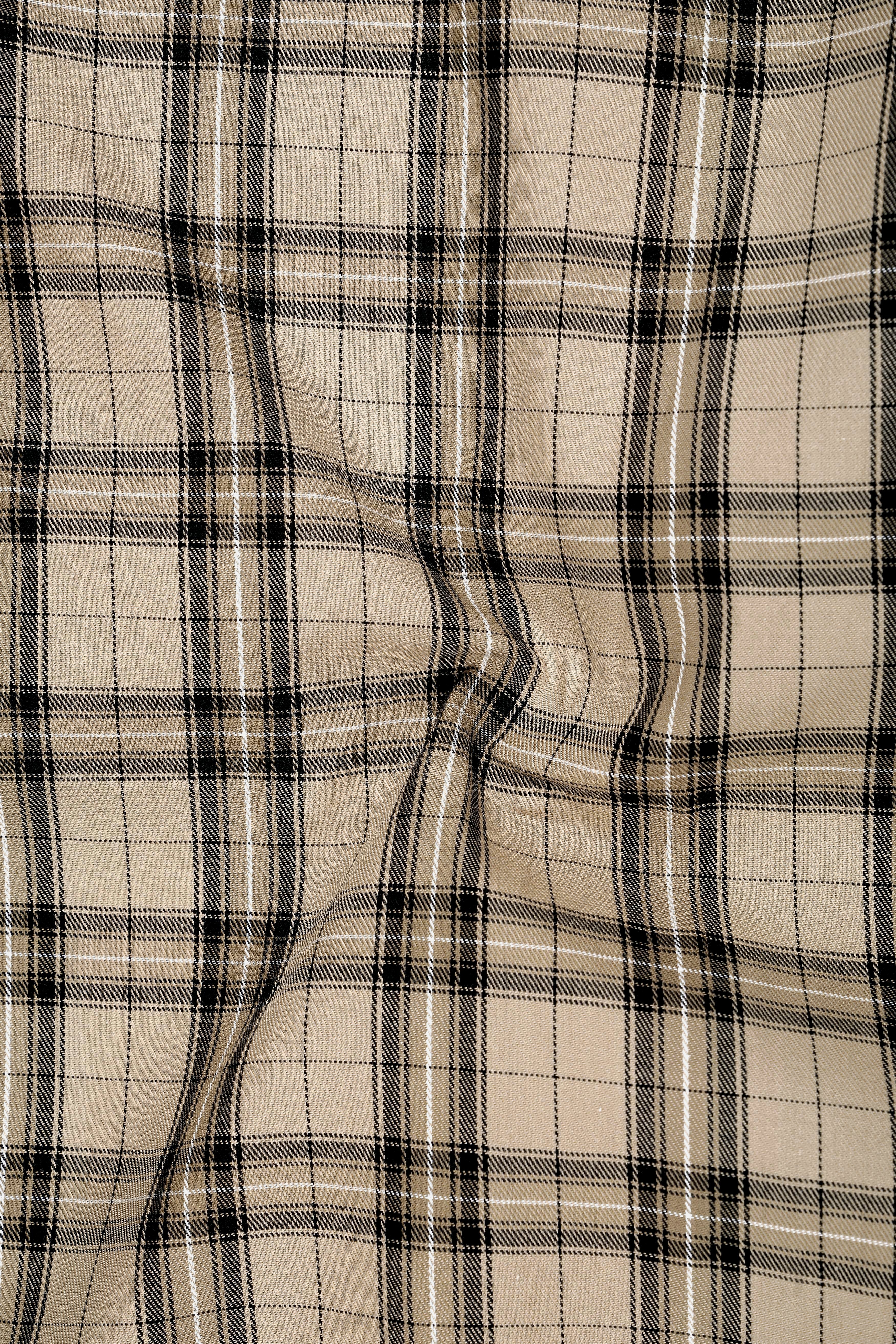 Oasis-Rodeo Dust Cream Plaid Twill Premium Cotton Semi Formal Shirt
