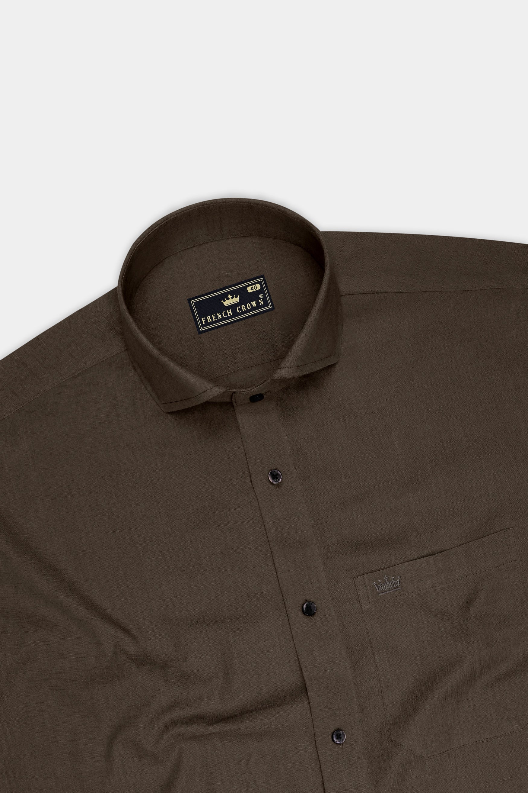 Earthen-Taupe Brown Chambray Premium Cotton Dress Shirt