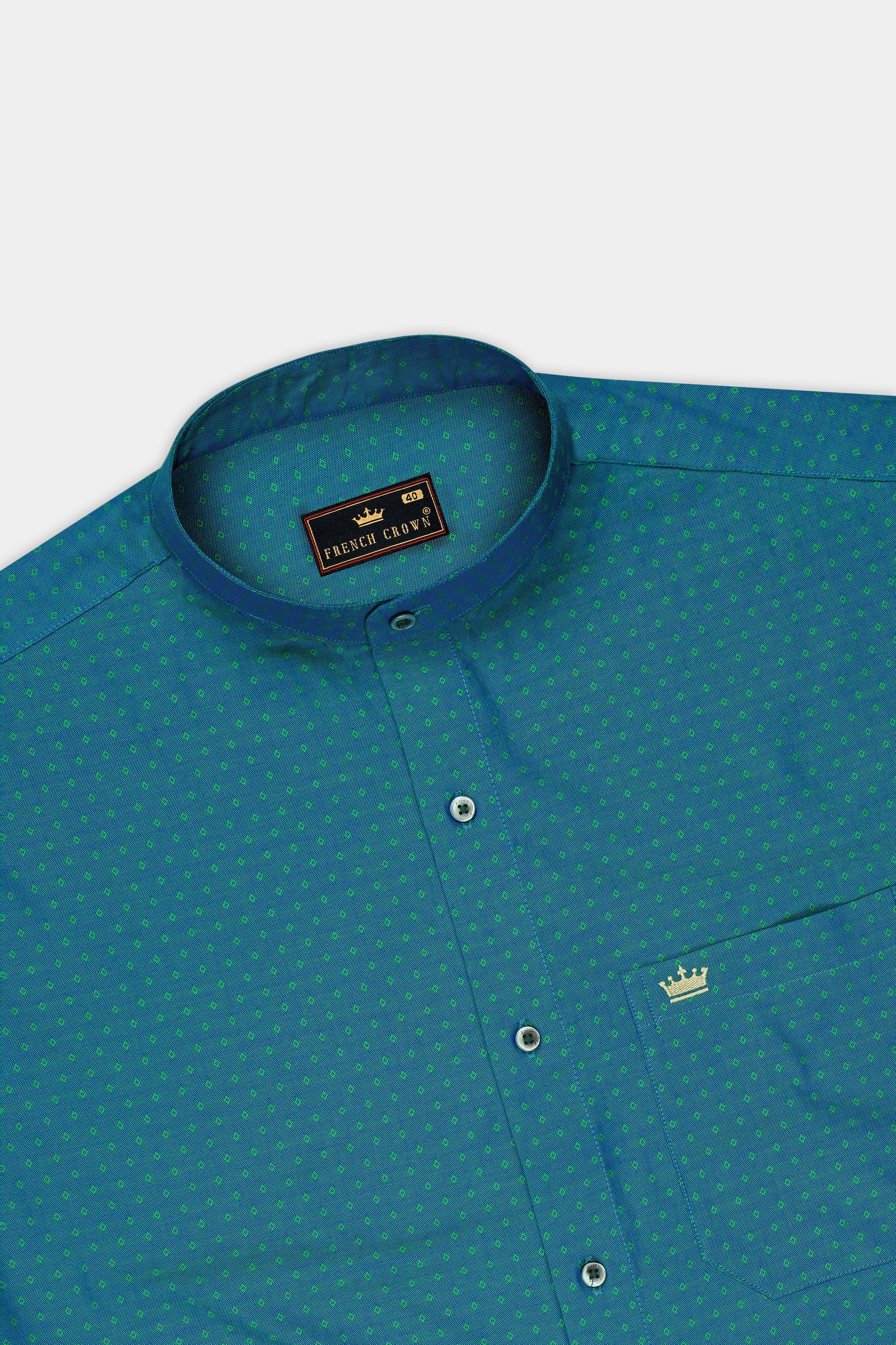 Velaro-Atoll Blue Two Tone Jacquard Textured Premium Cotton Semi Formal Shirt