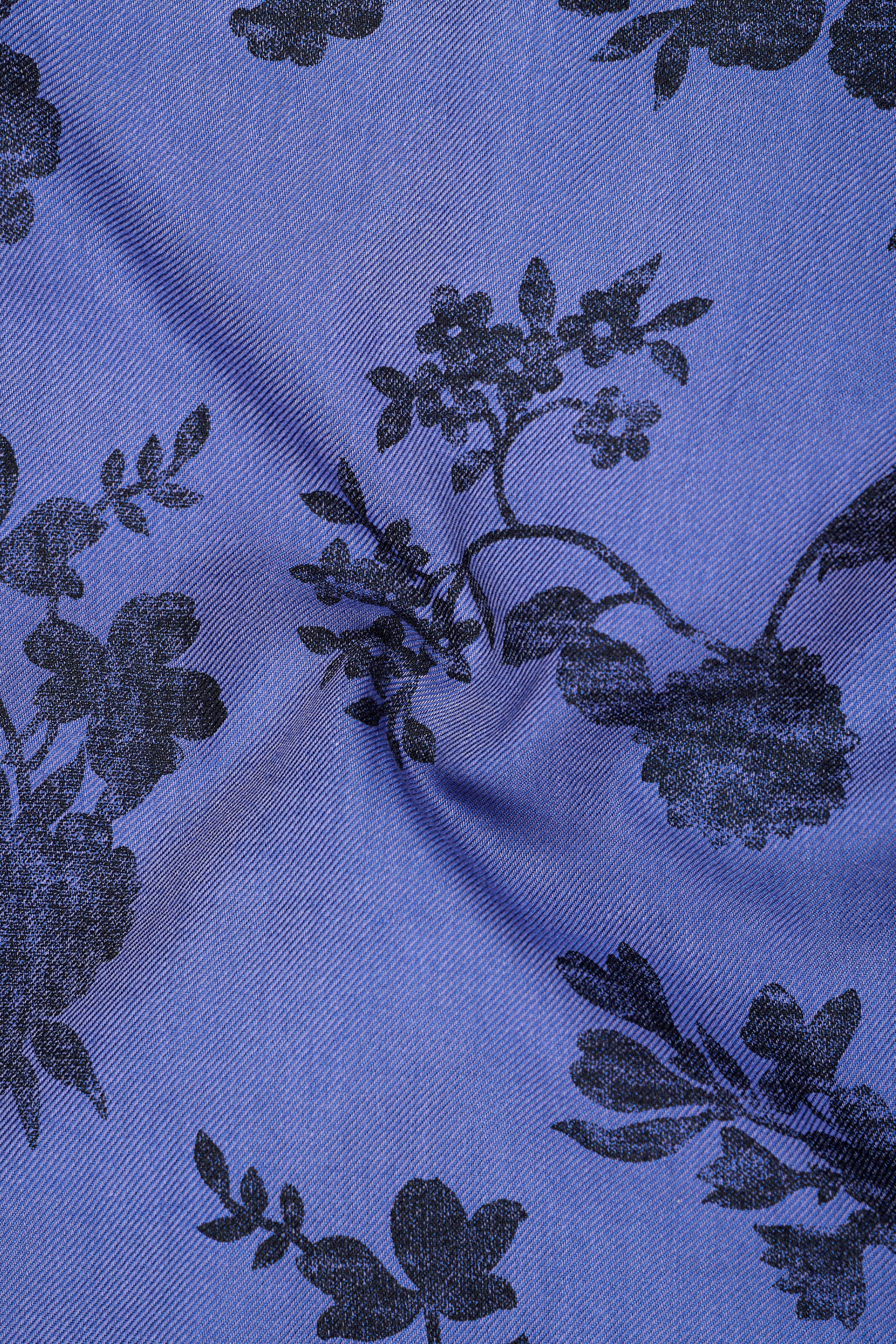 Azurion-Deluge Blue Vintage Floral Printed Super Soft Tencel Casual Shirt