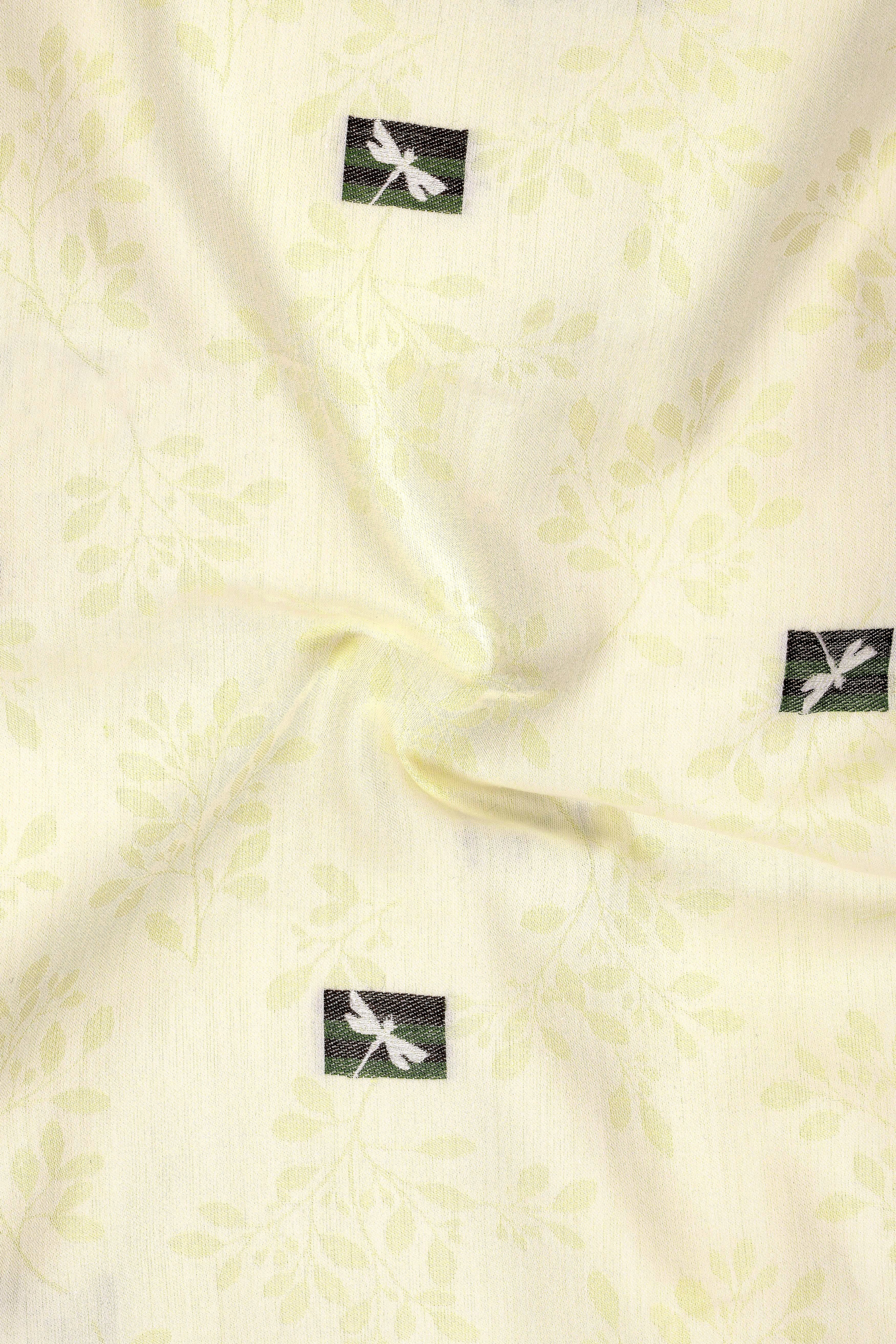 Veloro-Colonial Yellow Jacquard Textured Premium Cotton Dress Shirt