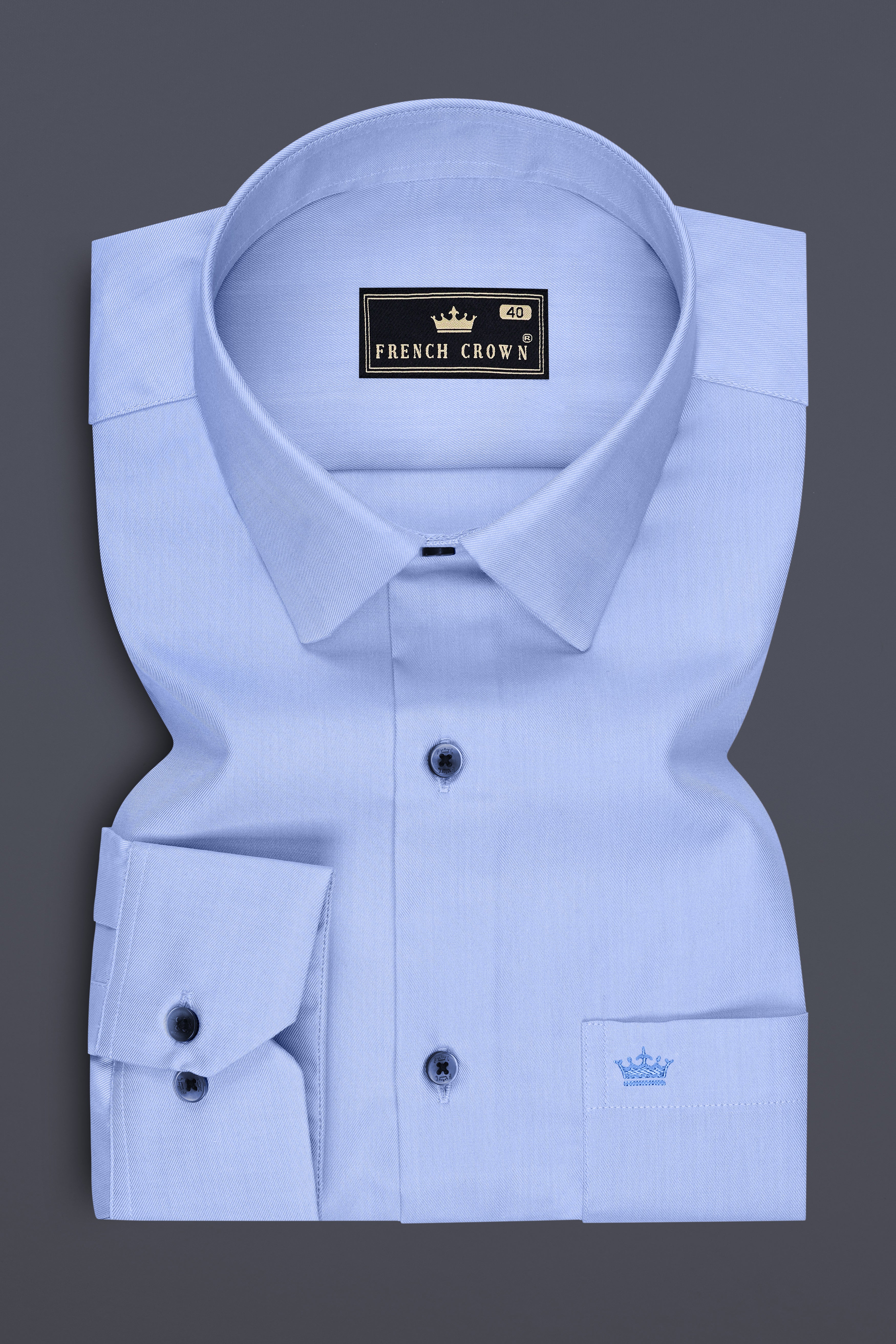 Elaris-Melrose Blue Twill Premium Cotton Dress Shirt