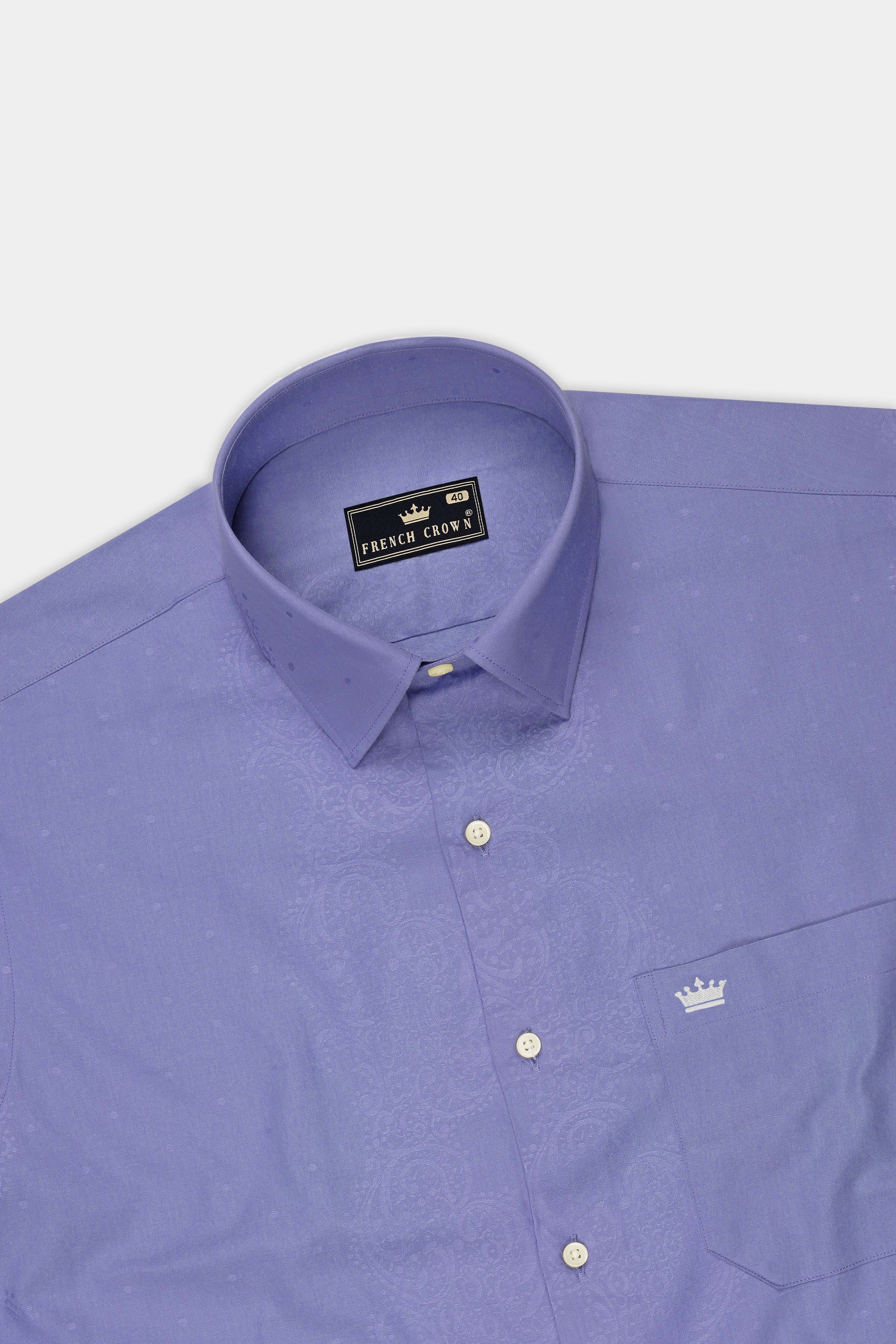 Eldrin-Chetwode Blue Jacquard Textured Premium Cotton Dress Shirt