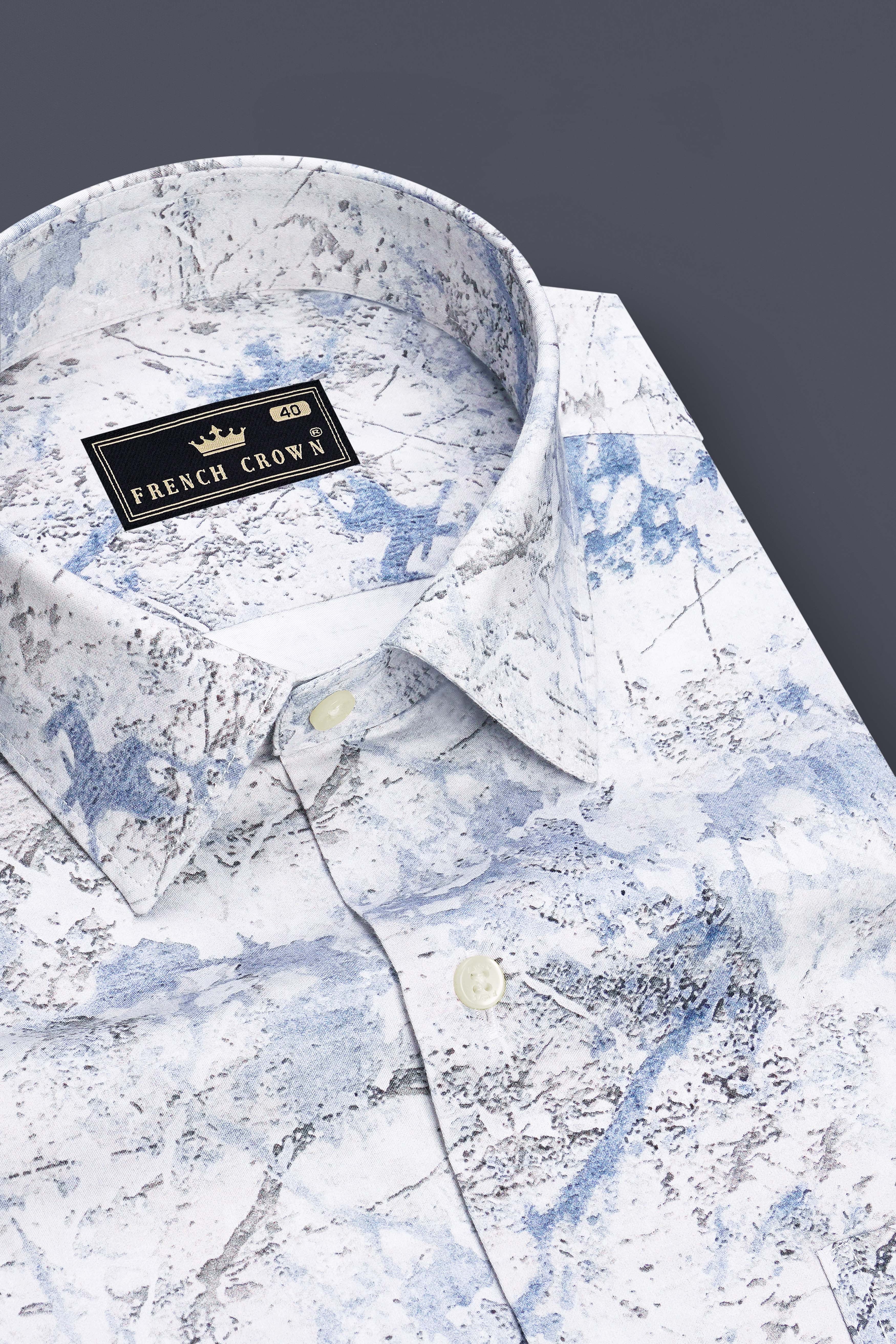 Marbello-Bright White And Jordy Blue Marble Prints Formal Premium