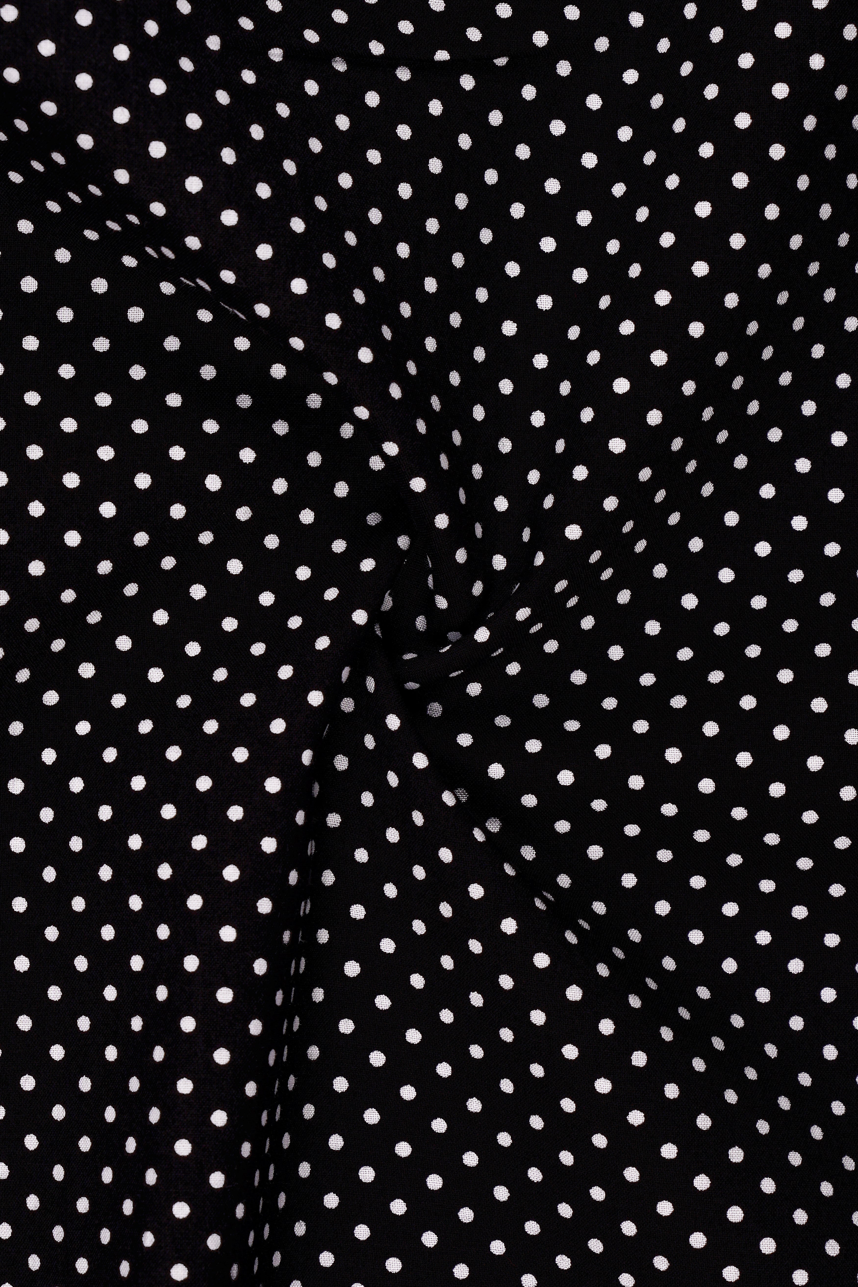Eclat-Jade Black Micro Polka Dot Printed Subtle Sheen Super Soft Premium Cotton Dress Shirt