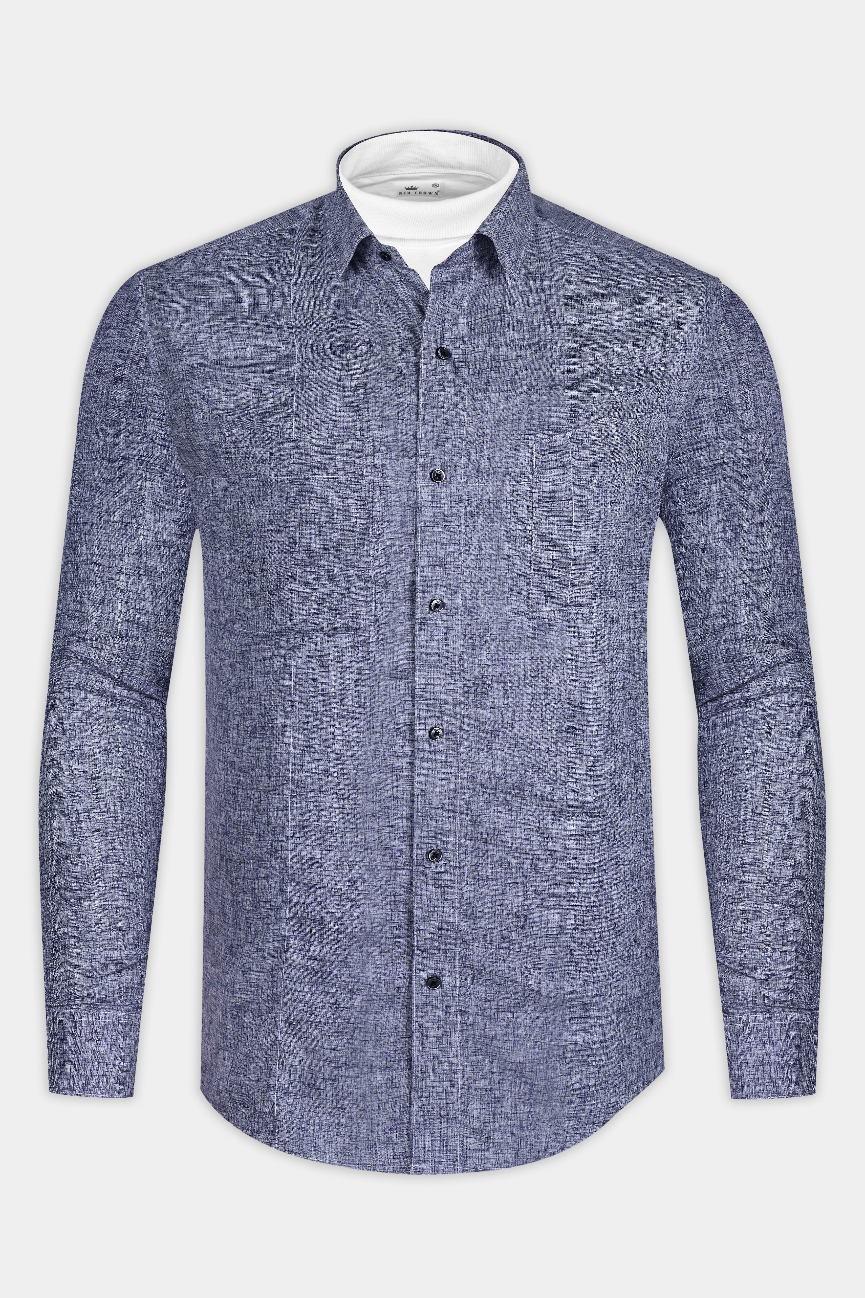 Velric-Regent Gray Textured Luxurious Linen Designer Casual Shirt