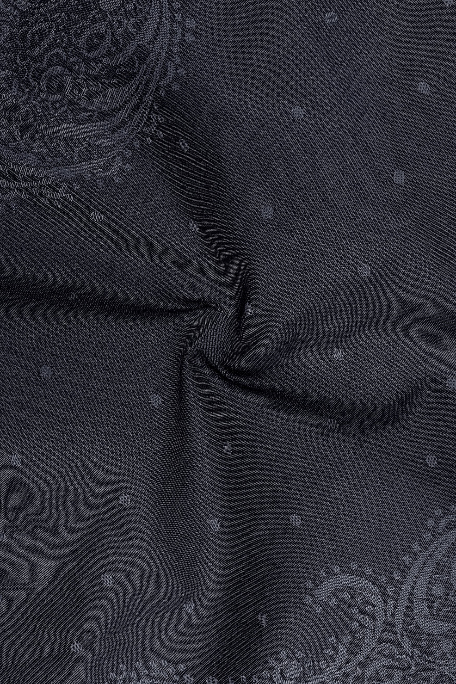 Eclipse-Onyx Gray Tonal Paisley Printed Jacquard Textured Premium Cotton Semi Formal Shirt