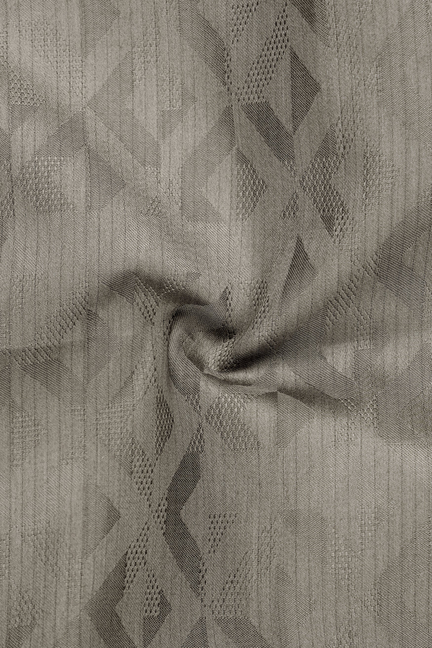 Lunor-Sandstone Brown Tonal Jacquard Textured Premium Cotton Designer Semi Formal Shirt