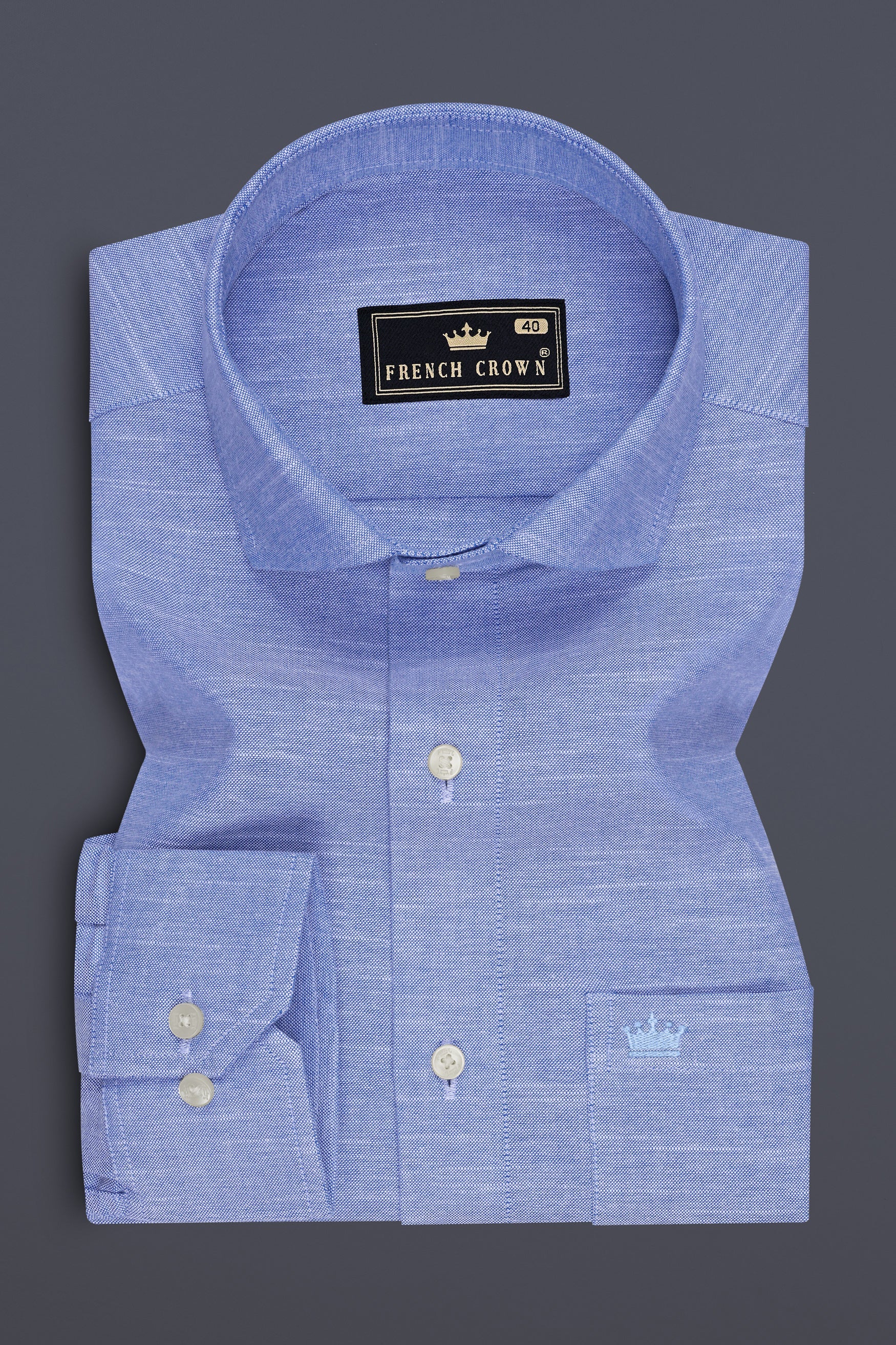 Orvani-Chetwode Blue Textured Oxford Premium Cotton Dress Shirt