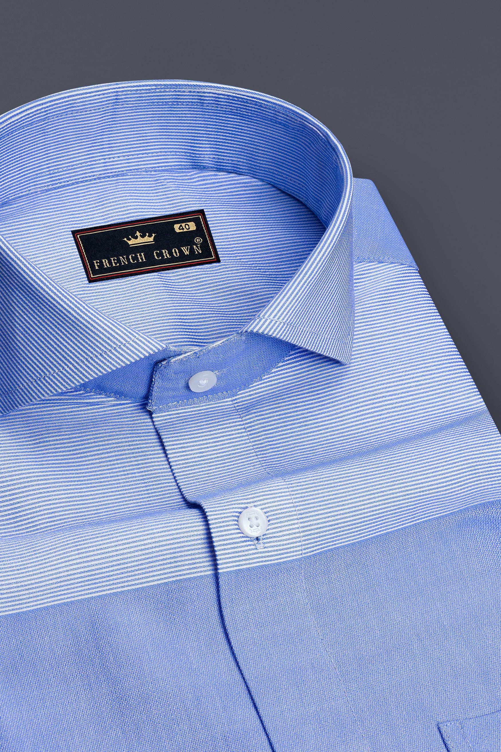 Ocevio-Perano Blue Striped Oxford Premium Cotton Dress Shirt