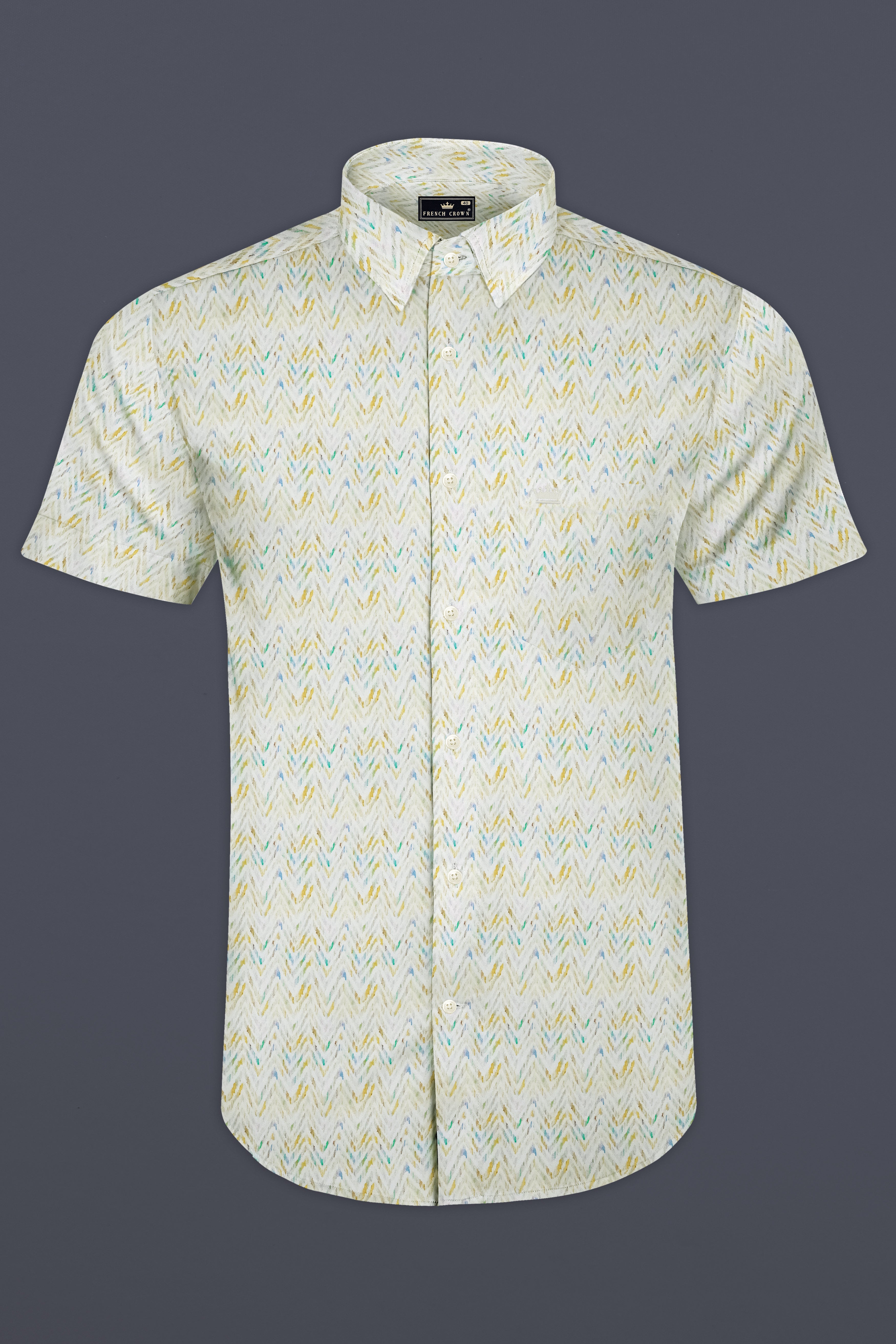 Verde-Moon Mist Green Ikat Printed Subtle Sheen Super Soft Premium Cotton Casual Shirt