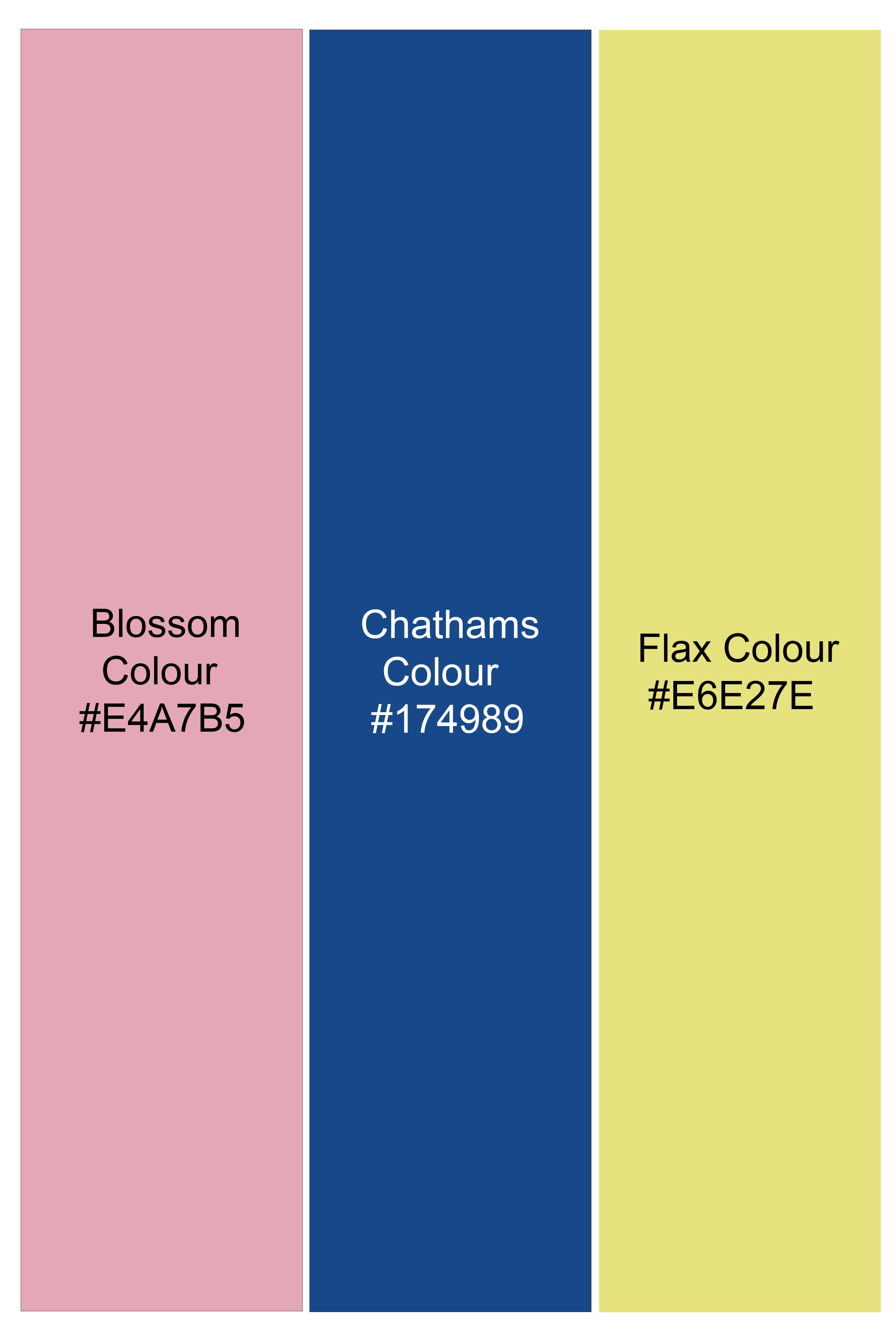 Vivid-Blossom Pink And Chathams Blue Brushstroke Printed Super Soft Premium Cotton Casual Shirt