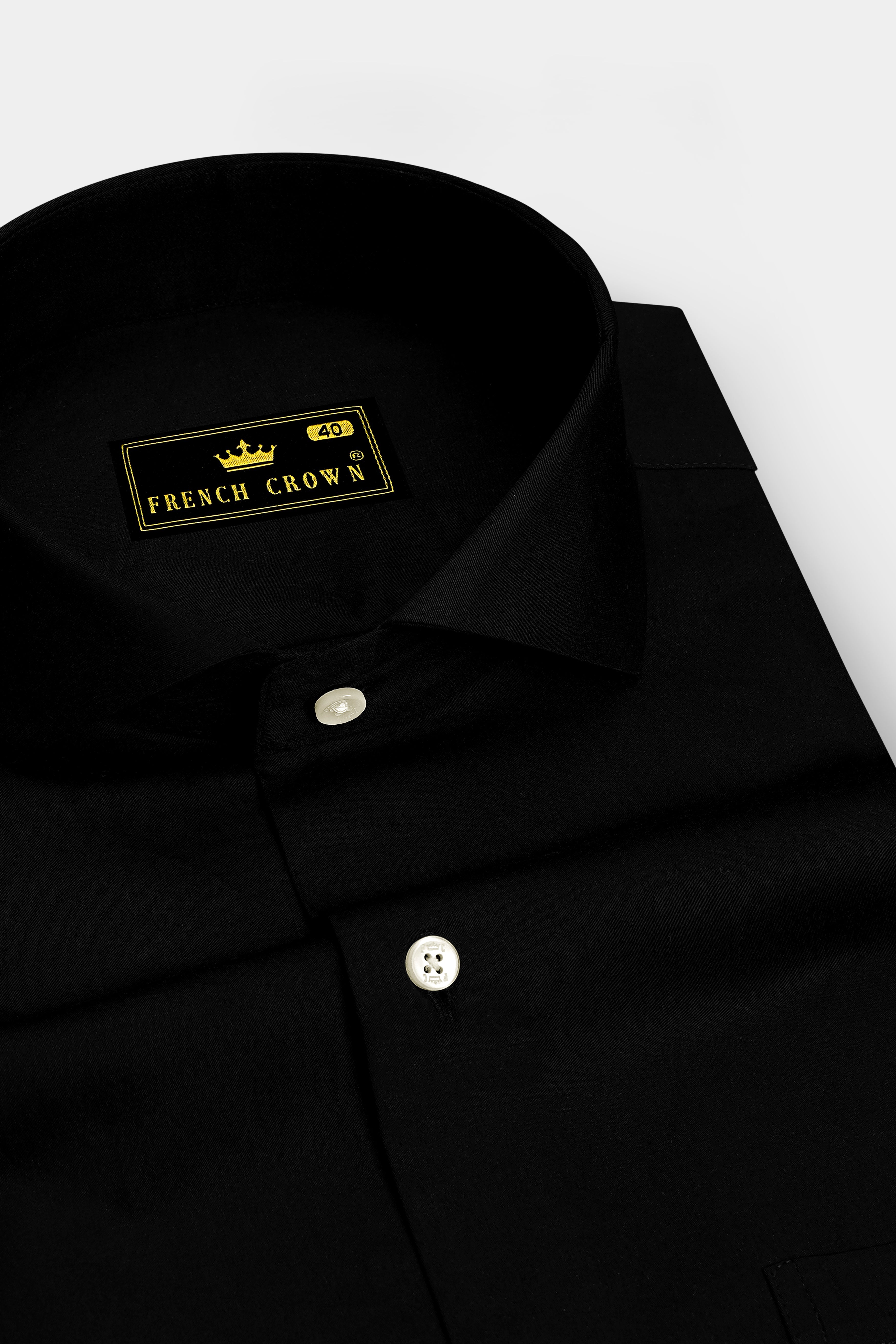 Obsidian-Jade Black Subtle Sheen Super Soft Premium Cotton Cut Away Dress Shirt