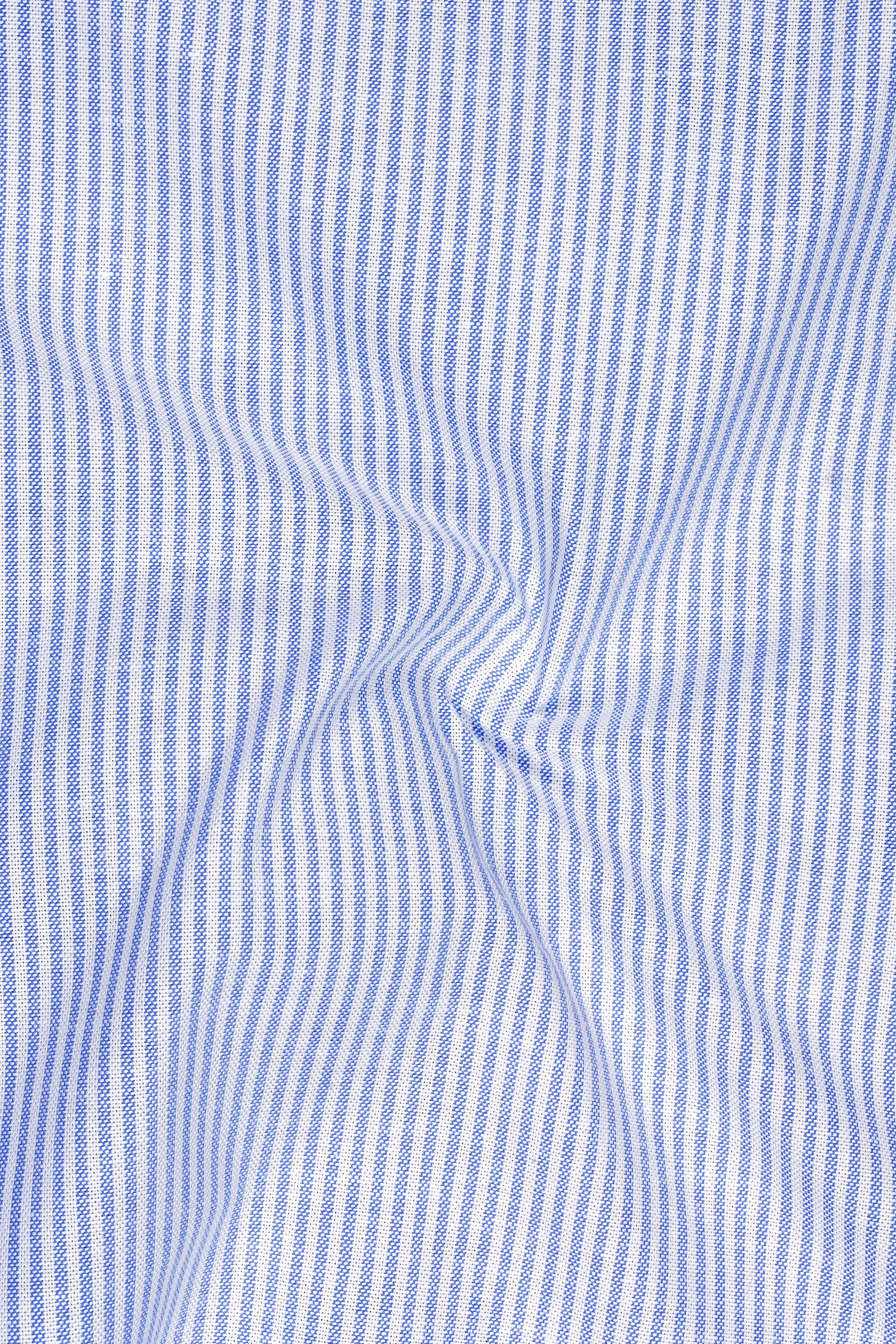 Crest-Cornflower Blue And Bright White Striped Oxford Premium Cotton Dress Shirt