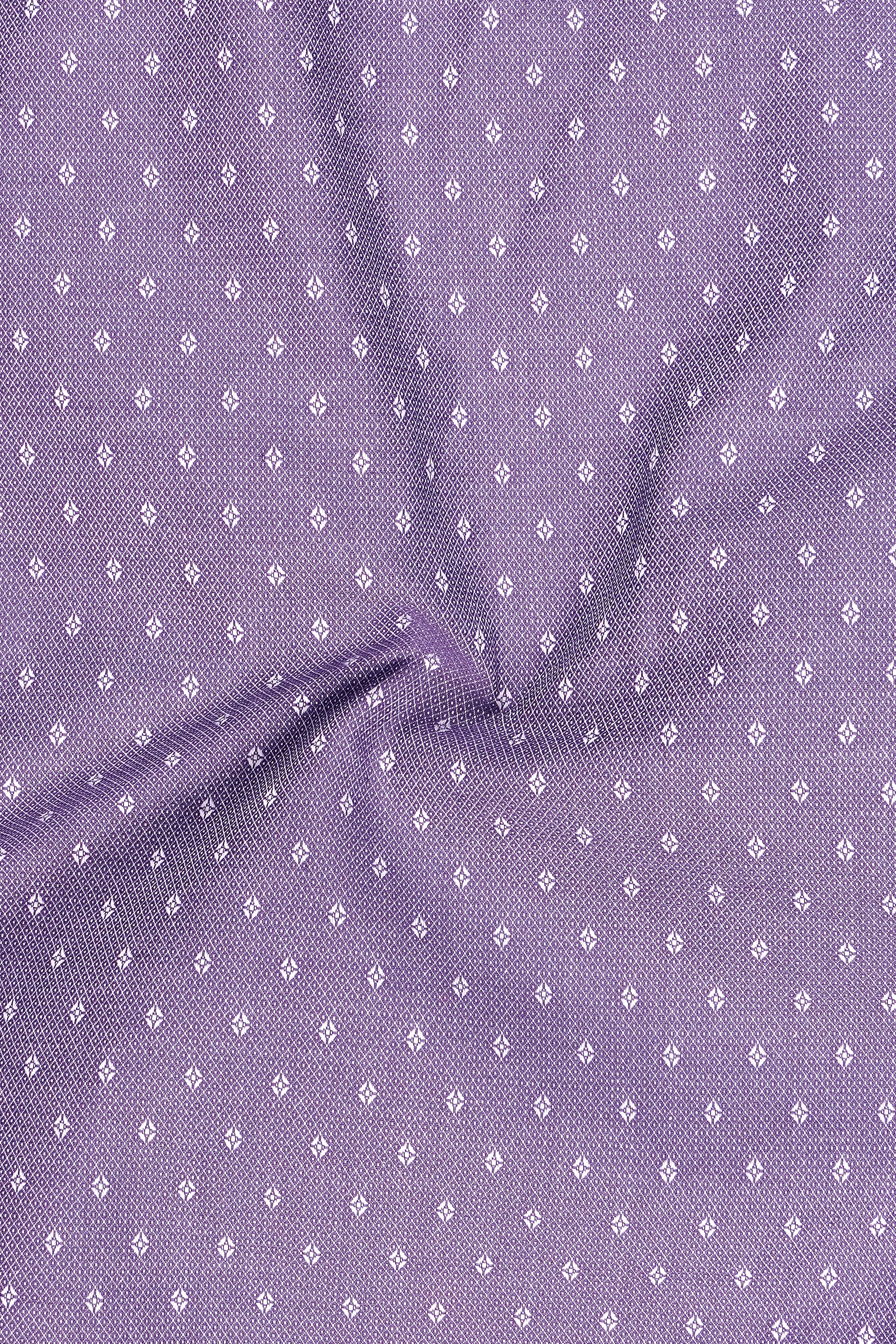 Violet-Wisteria Purple Printed Dobby Premium Giza Cotton Dress Shirt