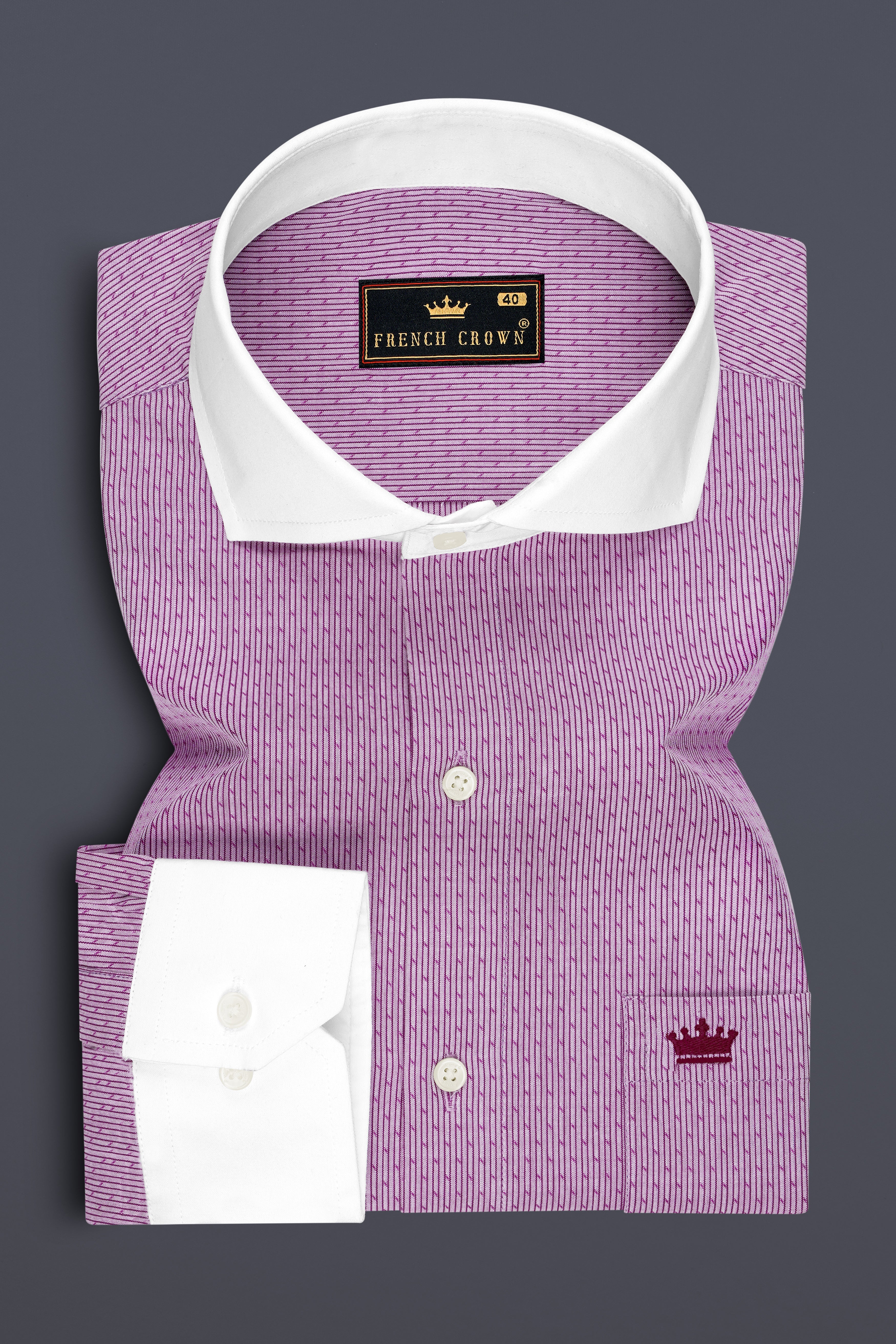 Flair-Fandango Pink Printed Dobby Premium Giza Cotton Dress Shirt