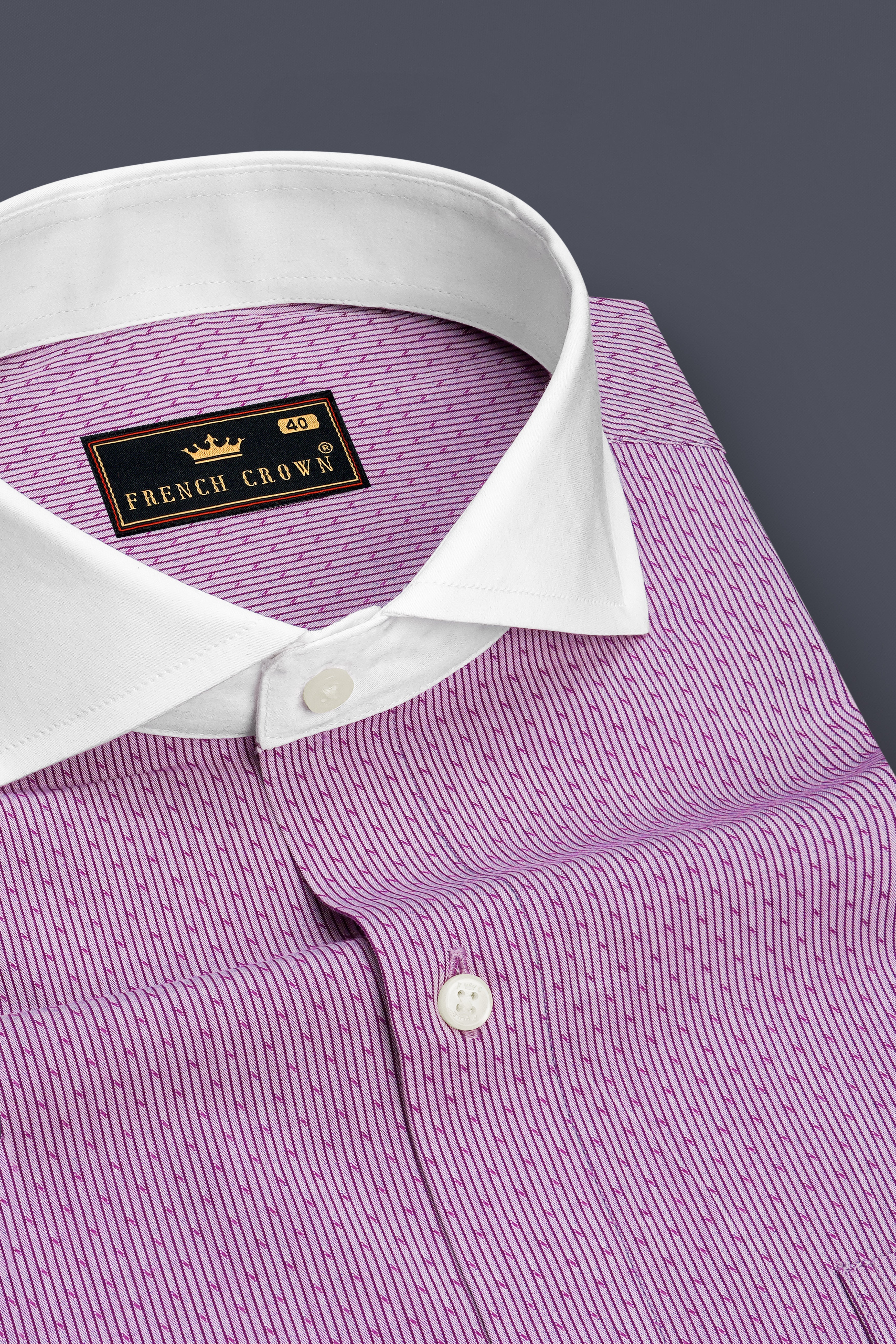Flair-Fandango Pink Printed Dobby Premium Giza Cotton Dress Shirt