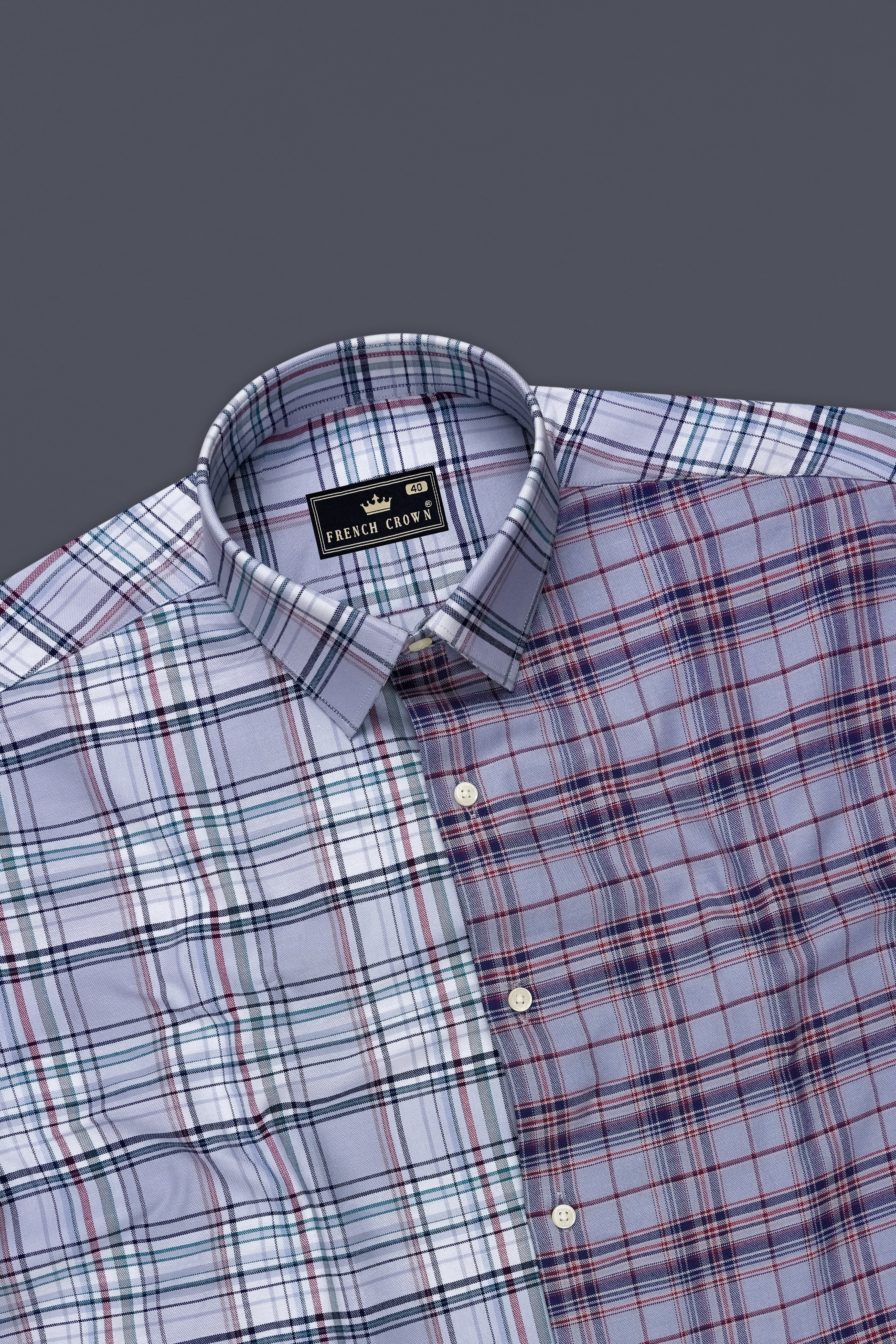Slate-Rock Blue And Mobster Gray Plaid Oxford Premium Cotton Designer Casual Shirt