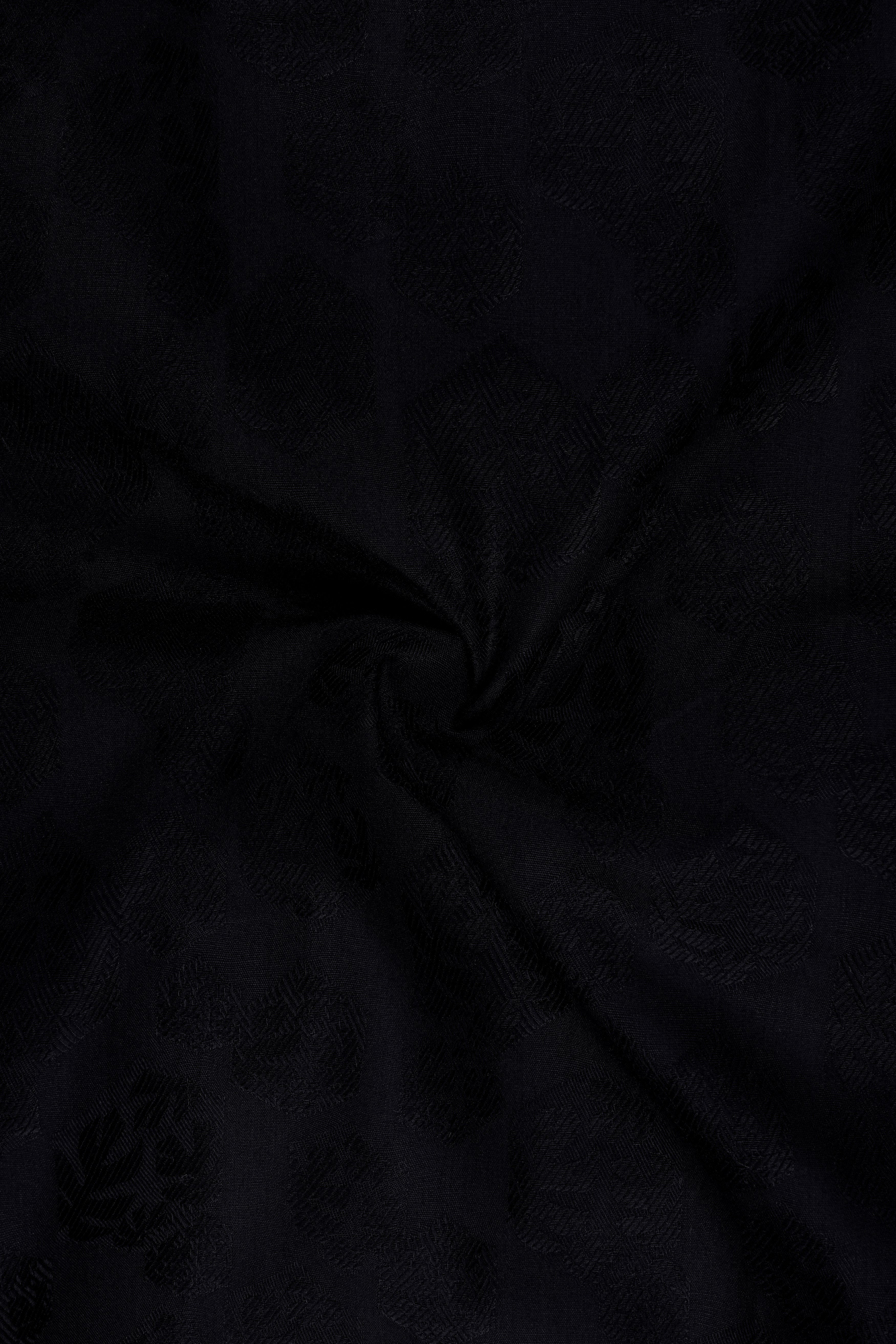 Eclipse-Jade Black Floral Jacquard Textured Premium Cotton Dress Shirt