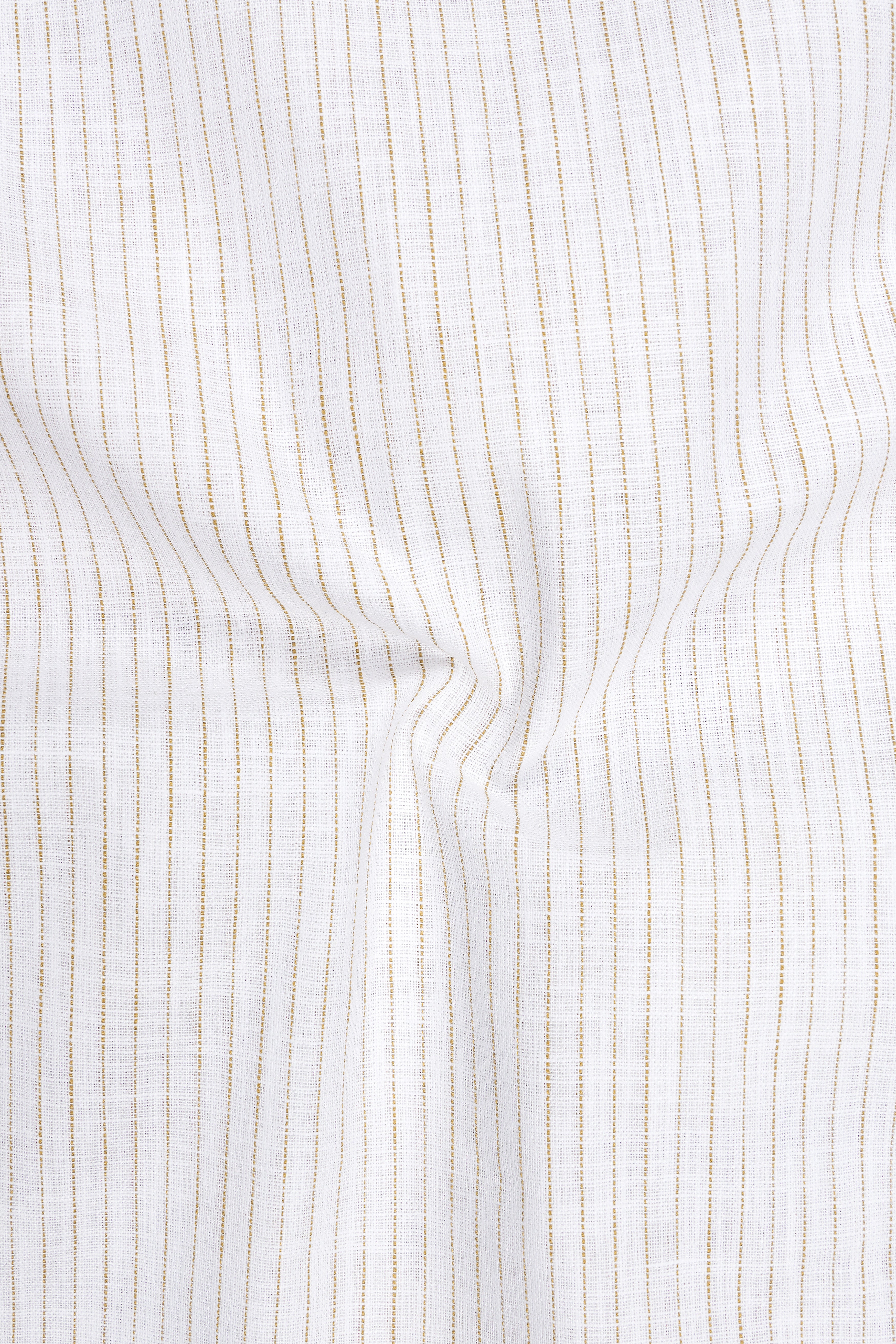 Oasis-Bright White And Sandy Brown Pin Striped Luxurious Linen Dress Shirt