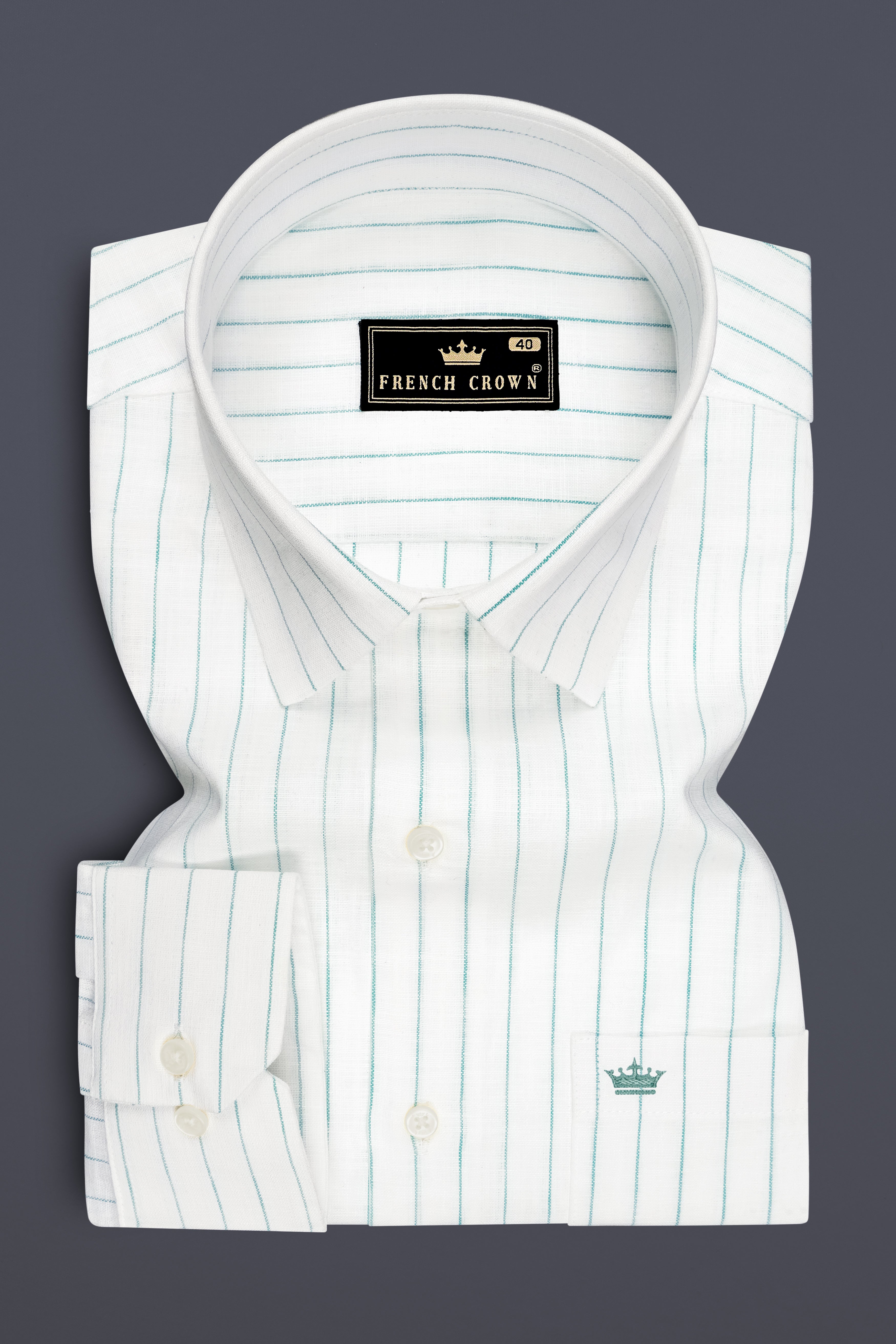 Mariner-Bright White And Neptune Blue Pin Striped Luxurious Linen Dress Shirt