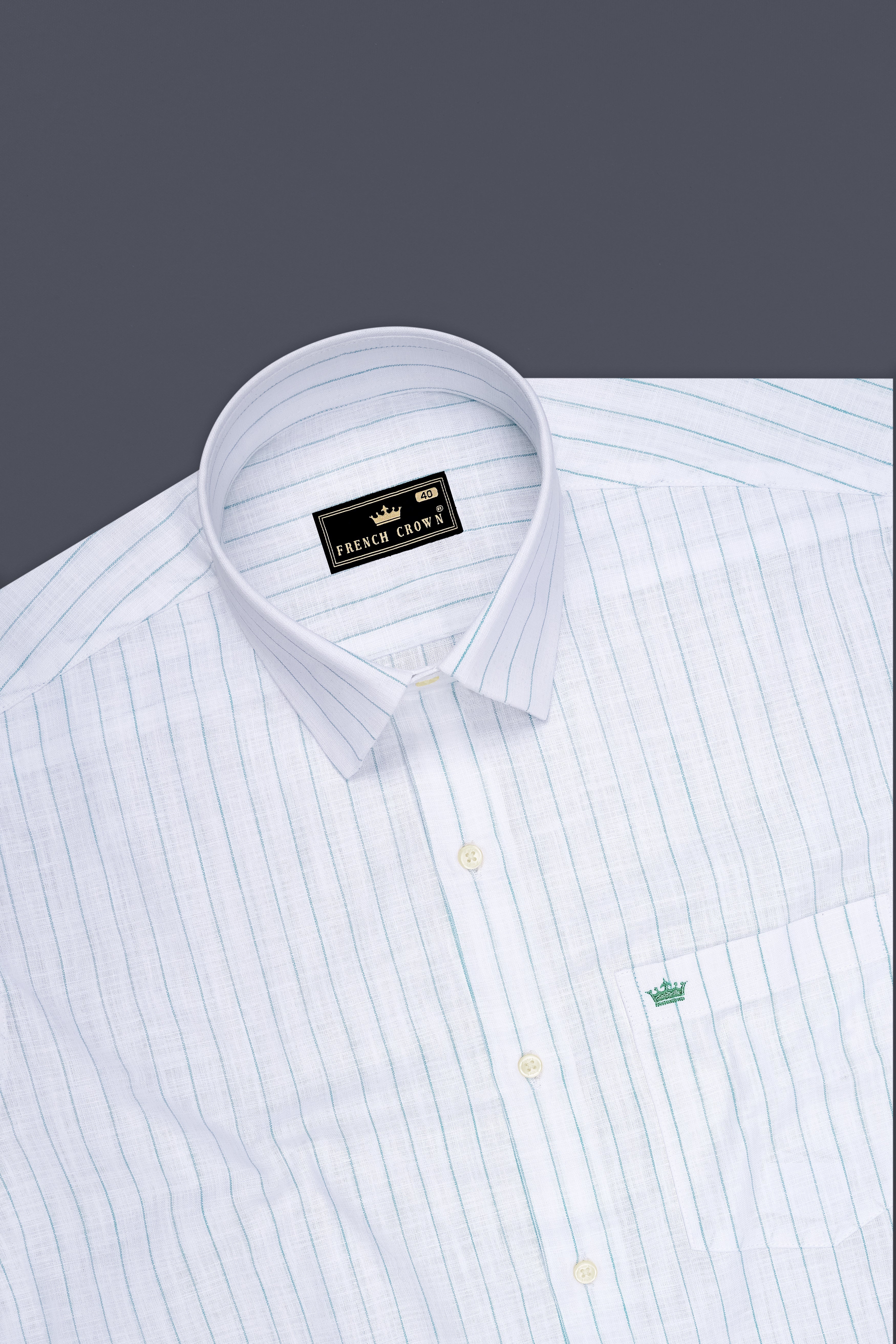 Mariner-Bright White And Neptune Blue Pin Striped Luxurious Linen Dress Shirt
