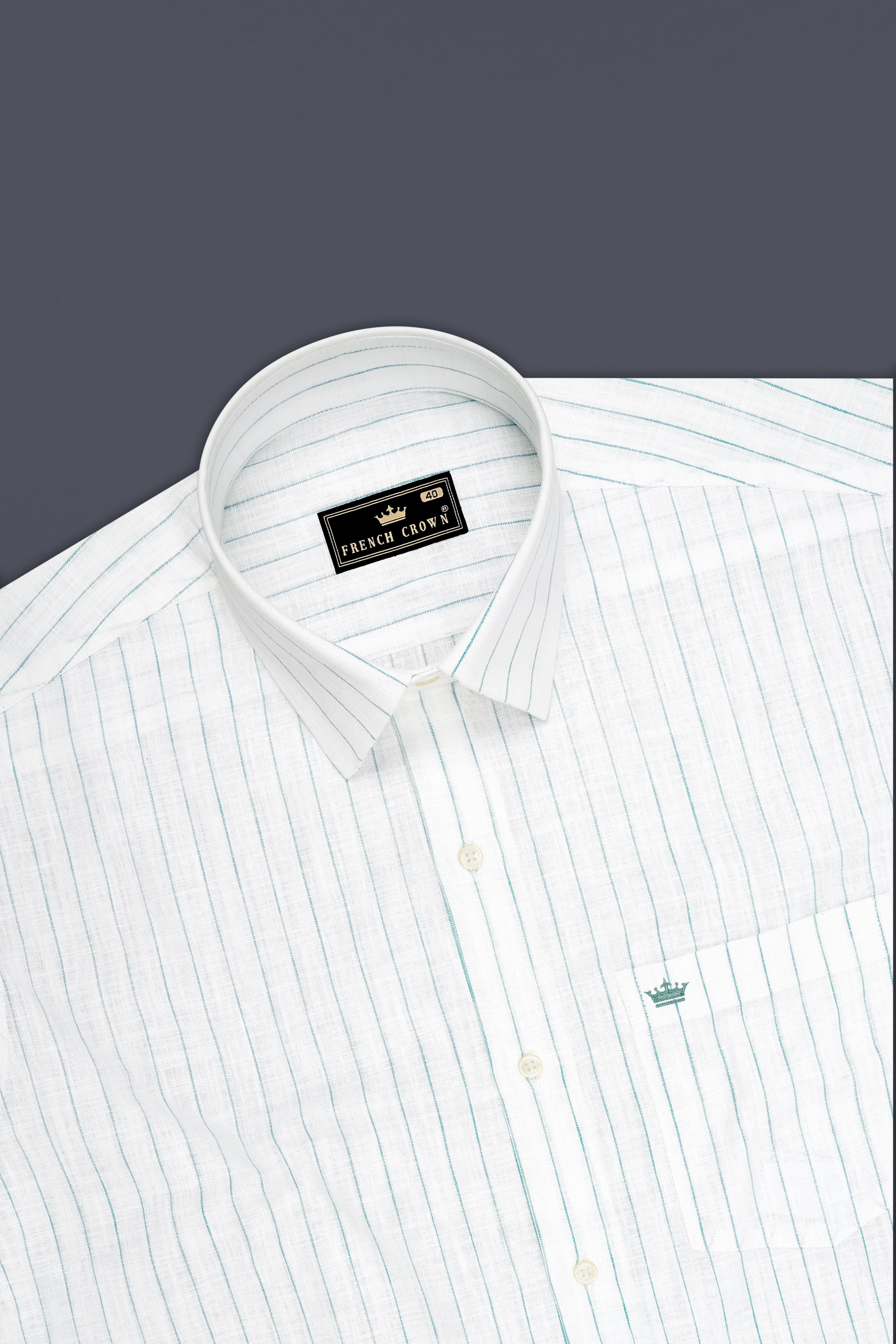 Mariner-Bright White And Neptune Blue Pin Striped Luxurious Linen Dress Shirt