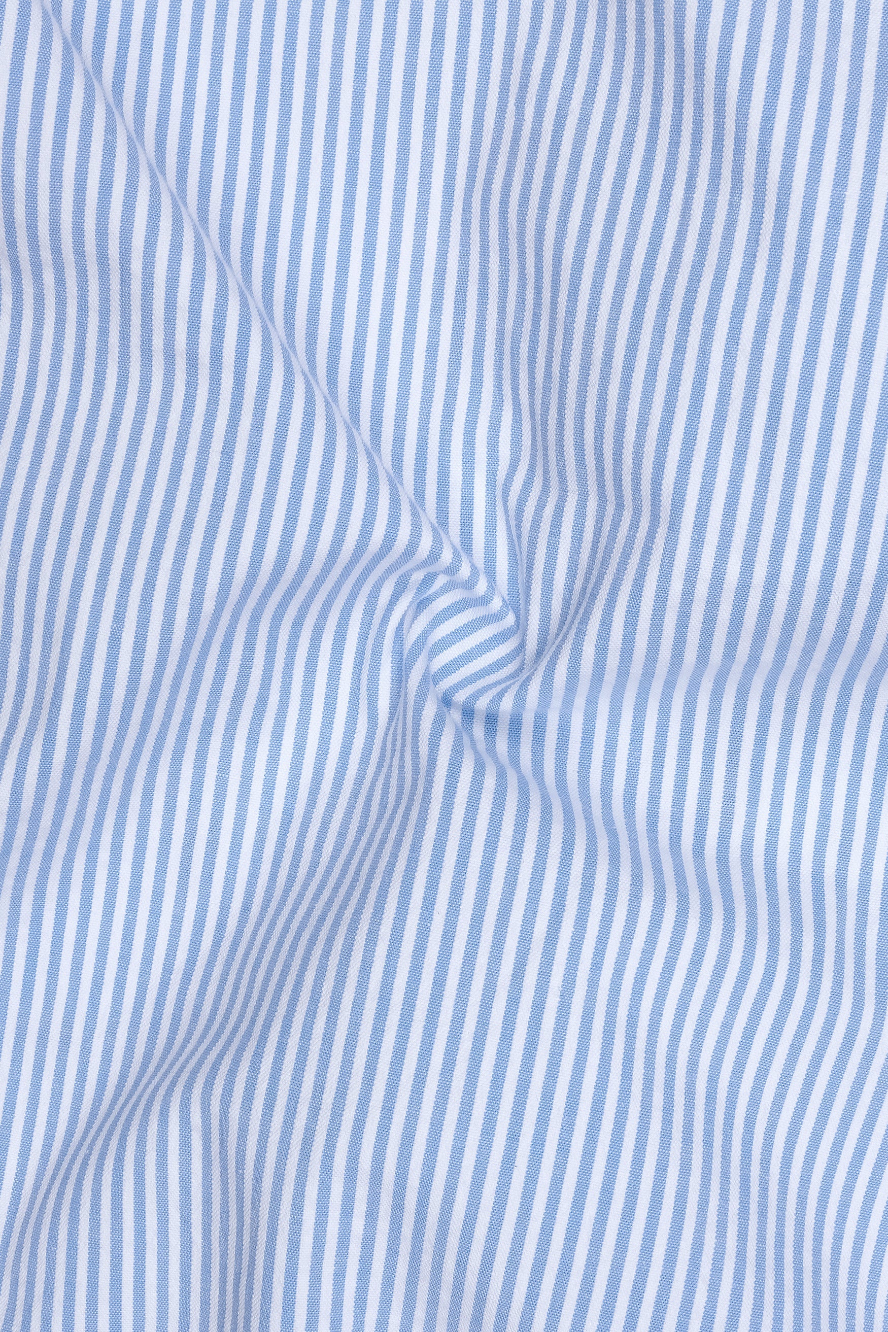Drift-Wedgewood Blue And Bright White Striped Super Soft Seersucker Giza Cotton Semi Formal Shirt