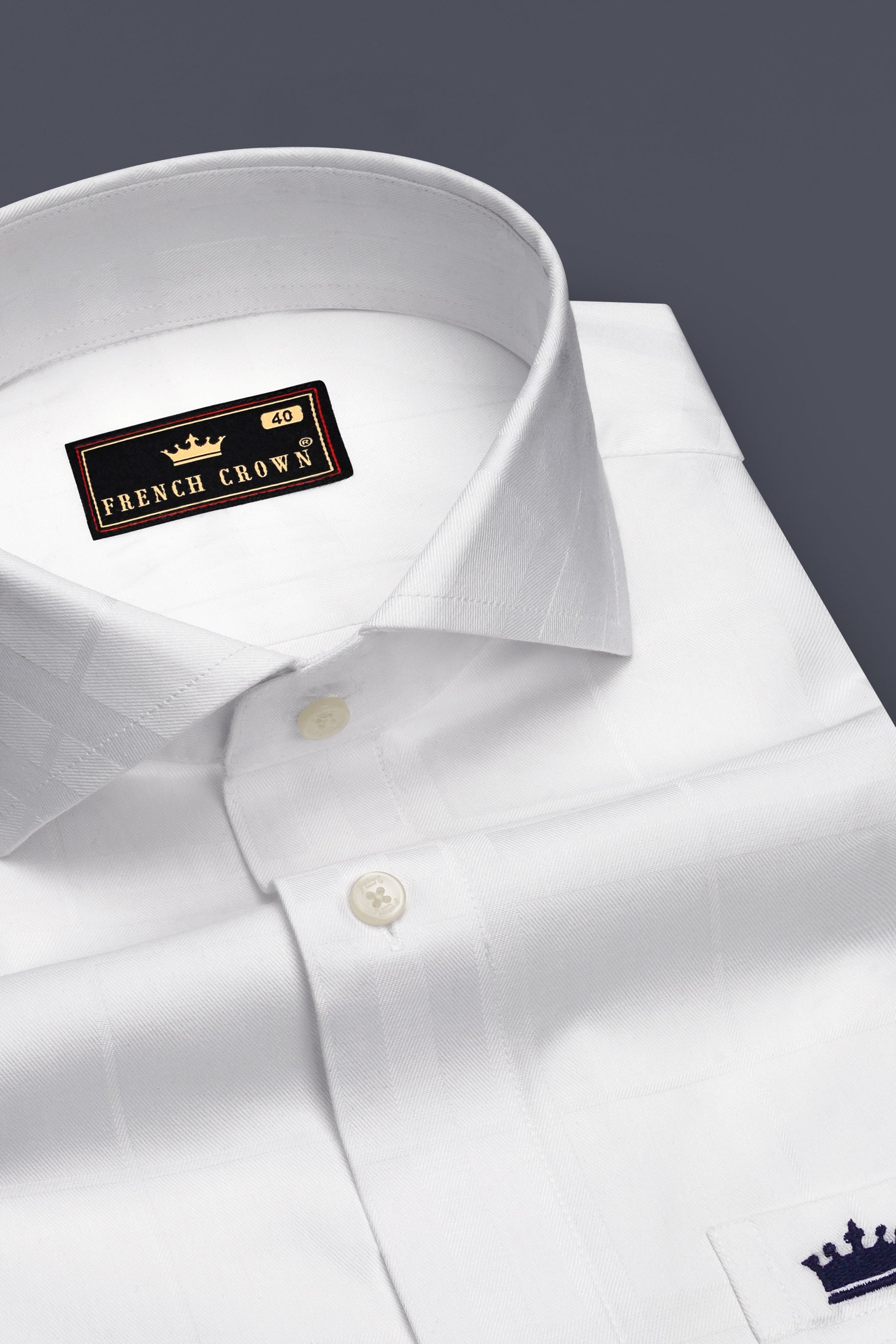 Pristine-Bright White Jacquard Textured Premium Cotton Dress Shirt