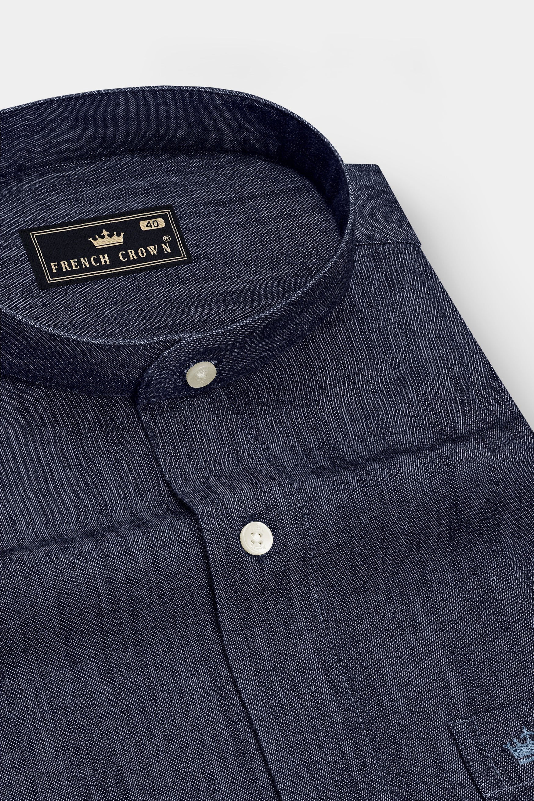Terrain-Cedar Gray Textured Premium Denim Casual Shirt
