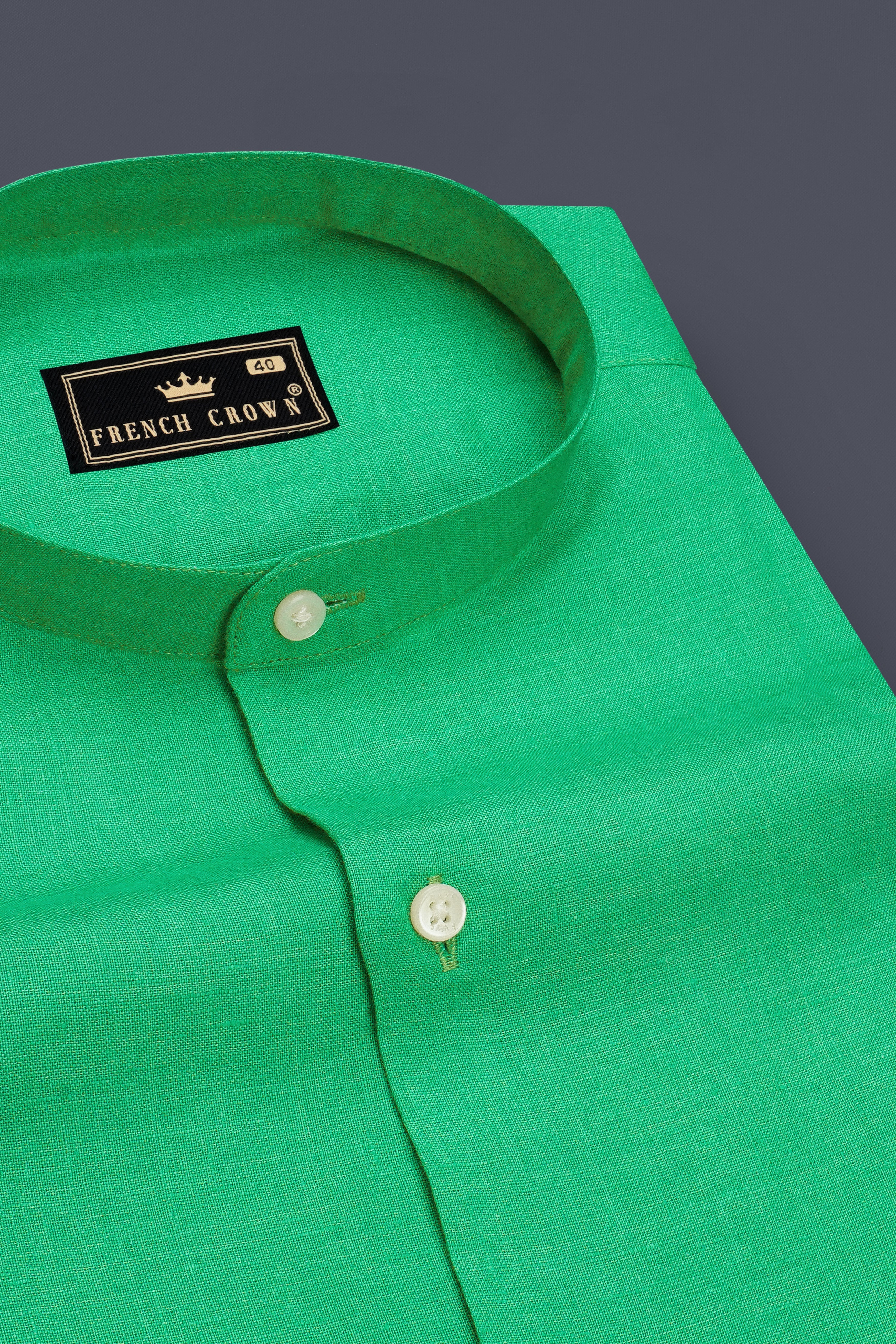 Olivine-Haze Green Luxurious Linen Designer Casual Shirt