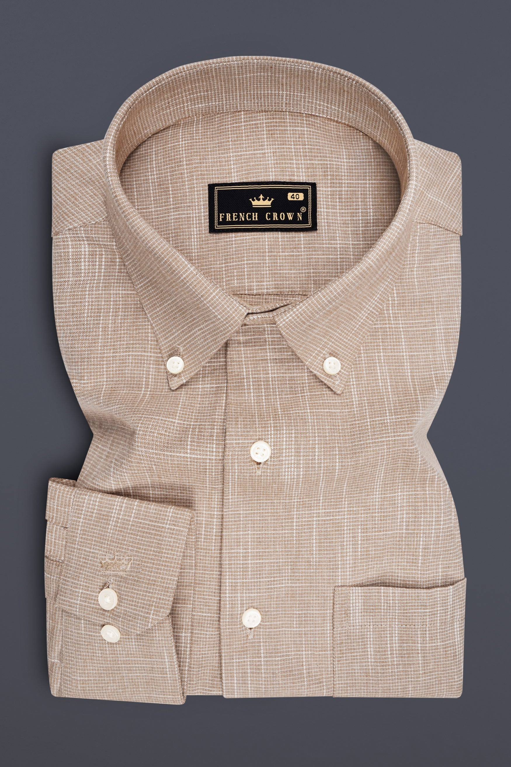 Forge-Thatch Brown Printed heavyweight Oxford Premium Cotton Casual Shirt
