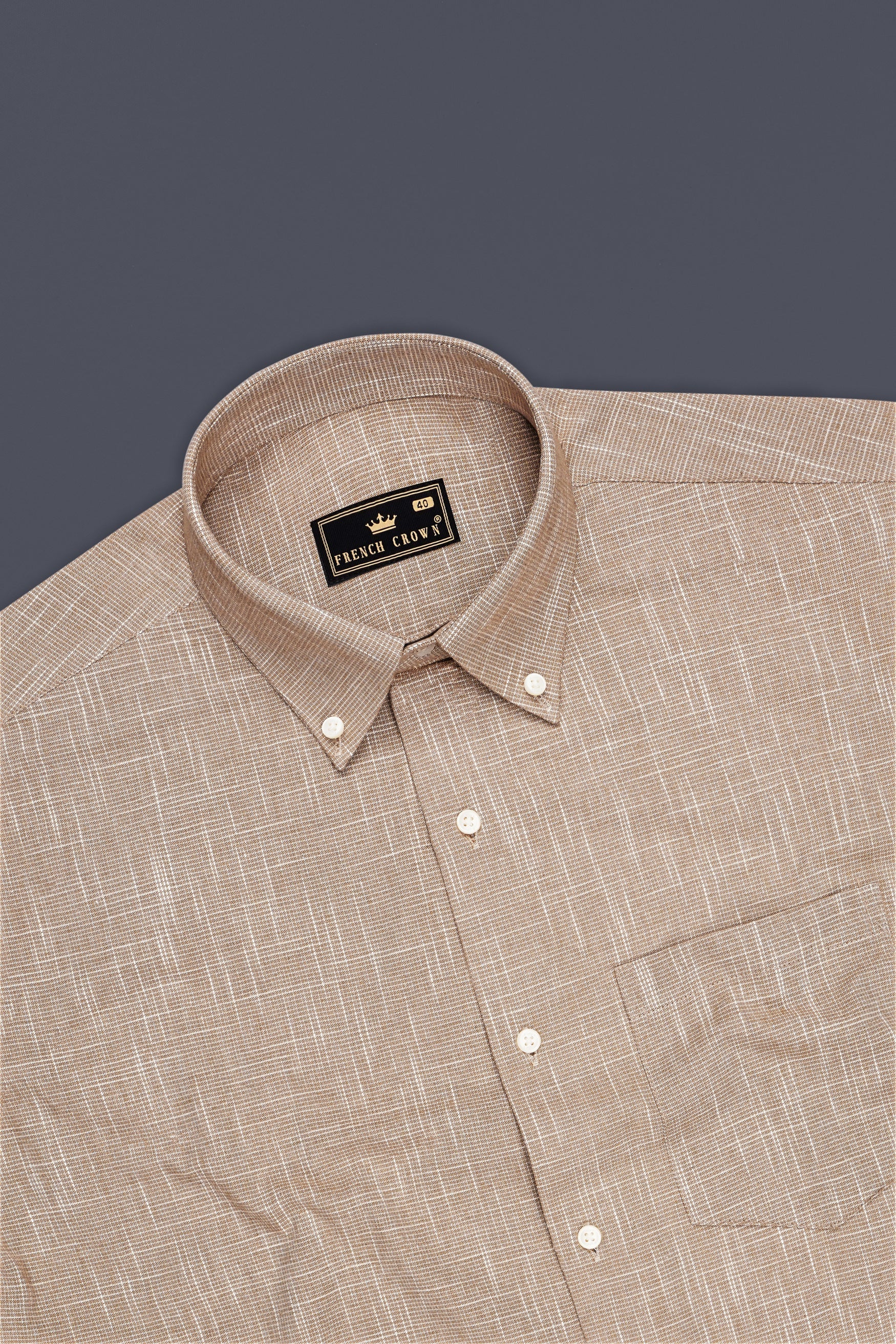 Forge-Thatch Brown Printed heavyweight Oxford Premium Cotton Casual Shirt