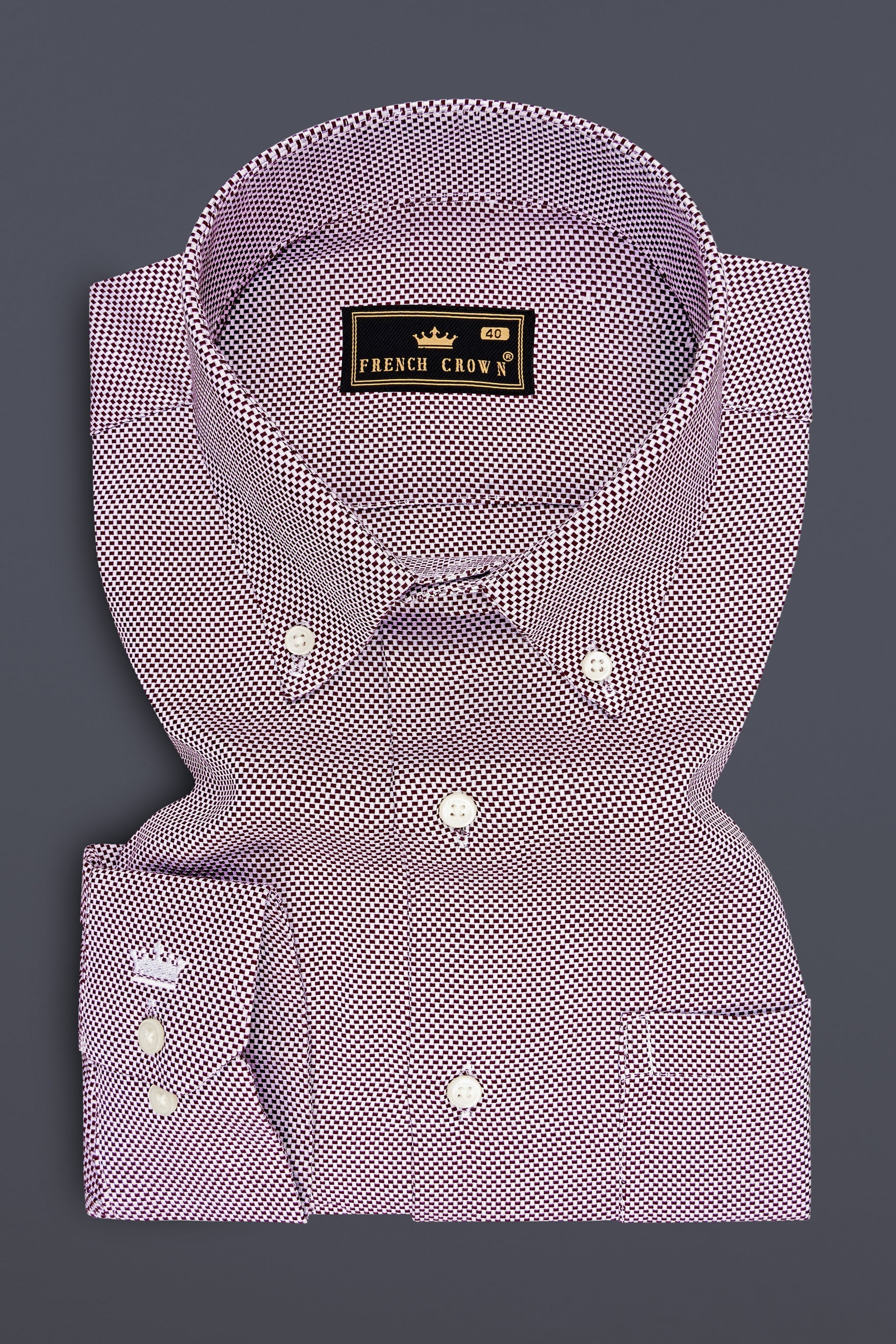 Merlot-Martini Maroon Dobby Textured Premium Giza Cotton Dress Shirt