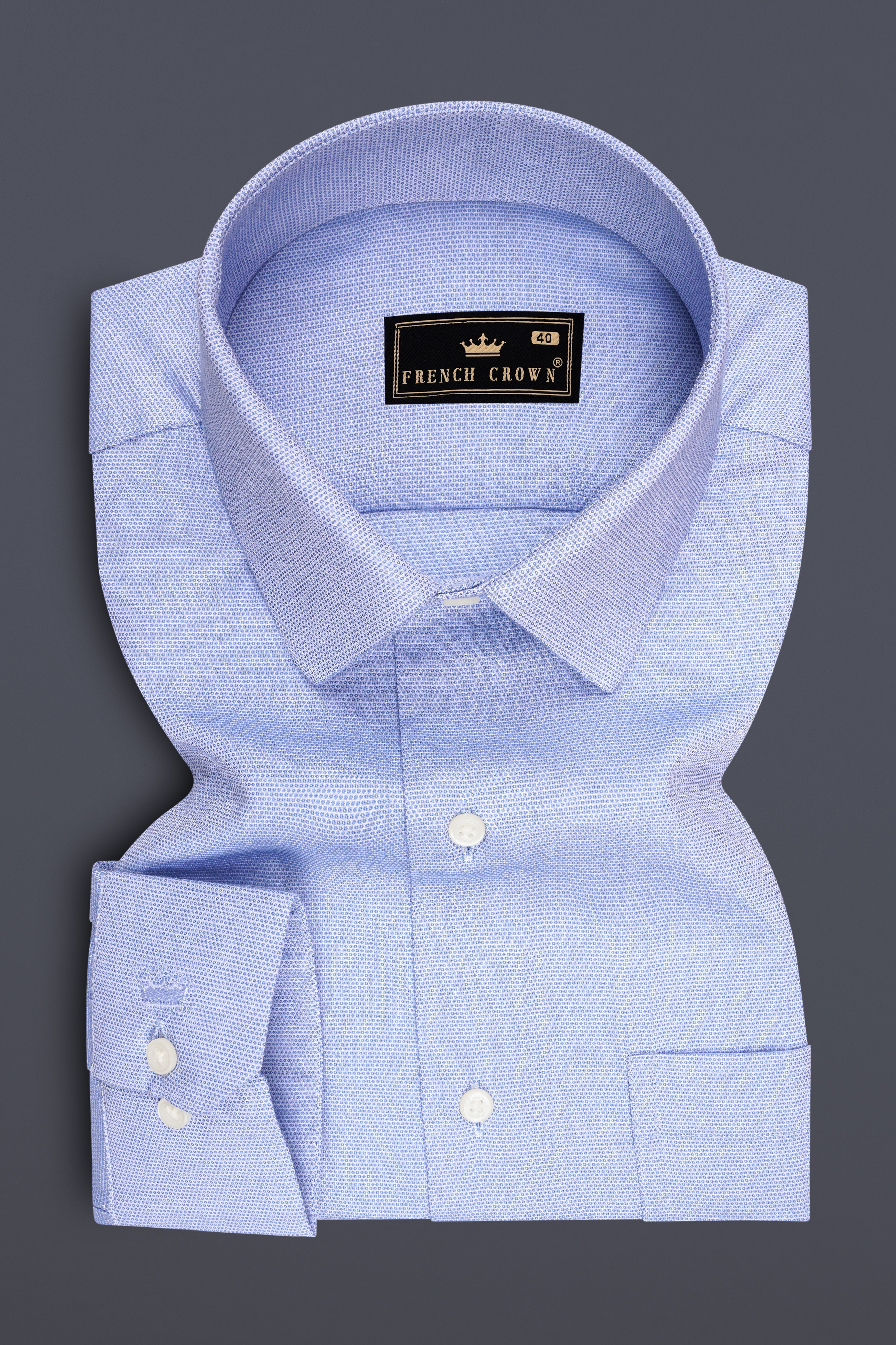 Ciel-Carolina Blue Printed Dobby Premium Giza Cotton Dress Shirt