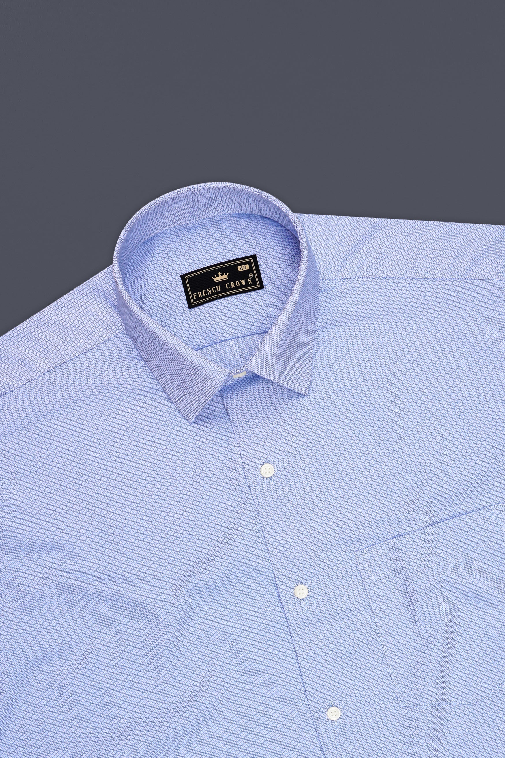 Ciel-Carolina Blue Printed Dobby Premium Giza Cotton Dress Shirt