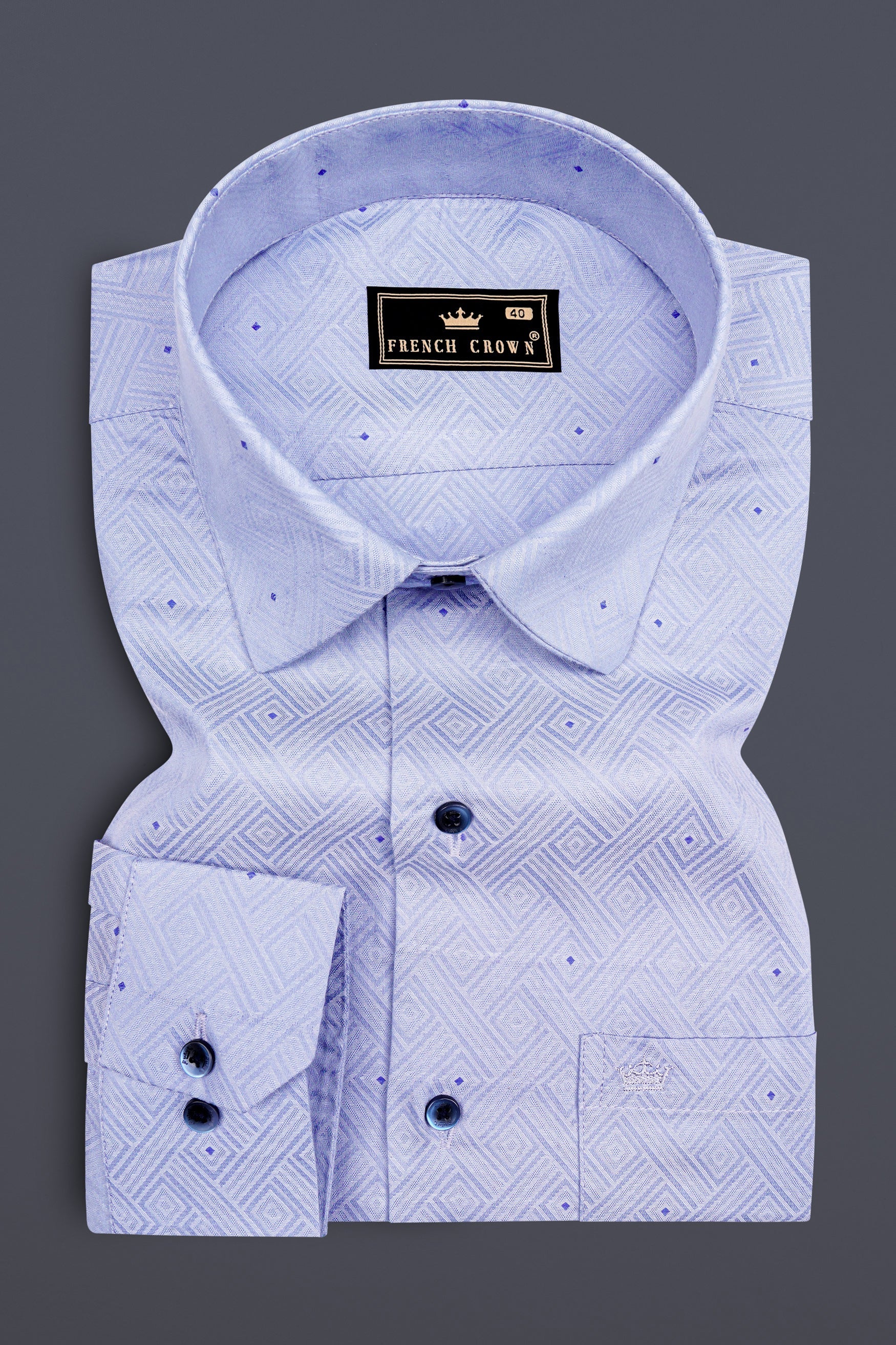 Aegis-Manatee Blue Jacquard Textured Premium Cotton Dress Shirt