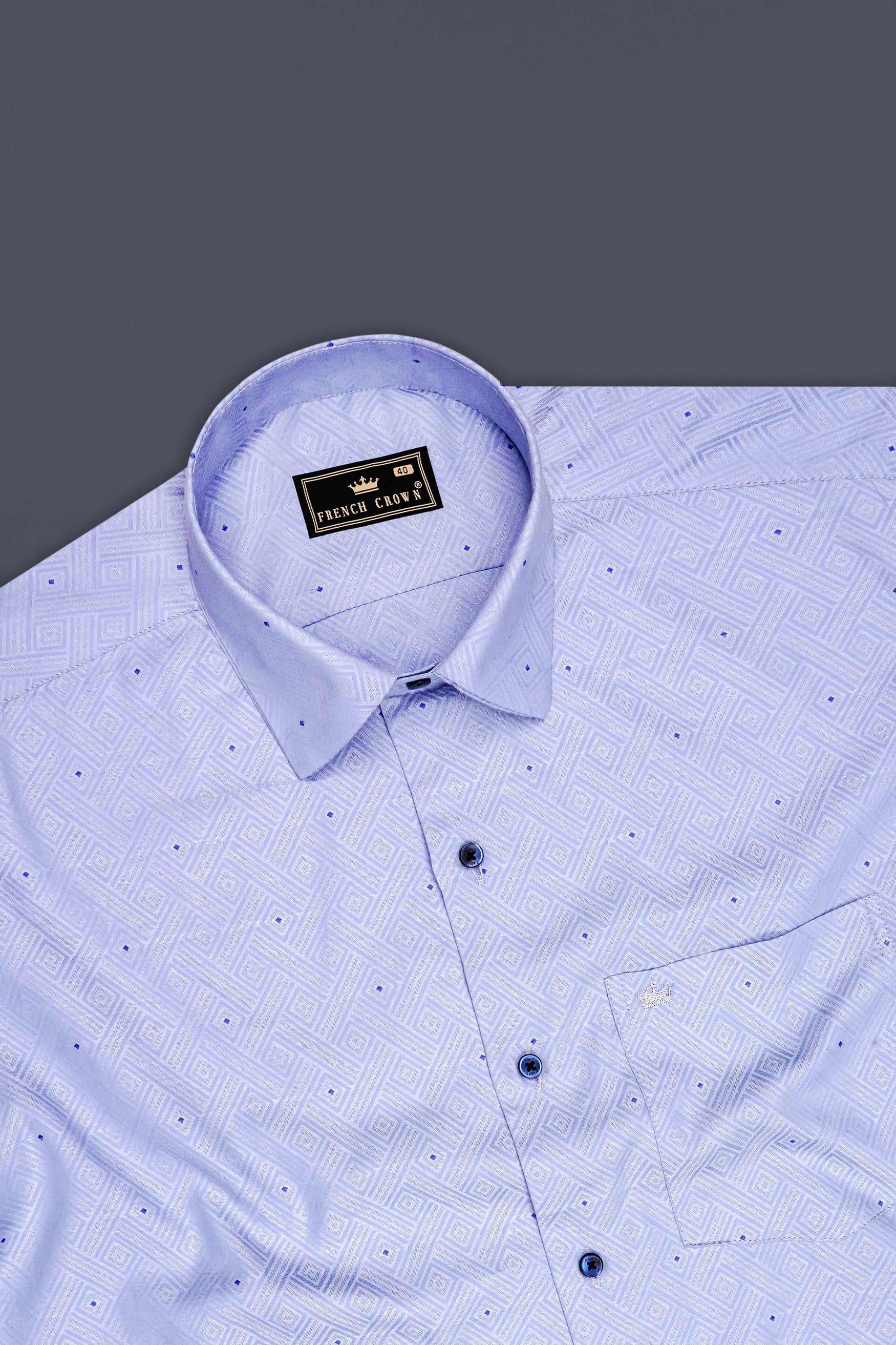 Aegis-Manatee Blue Jacquard Textured Premium Cotton Dress Shirt