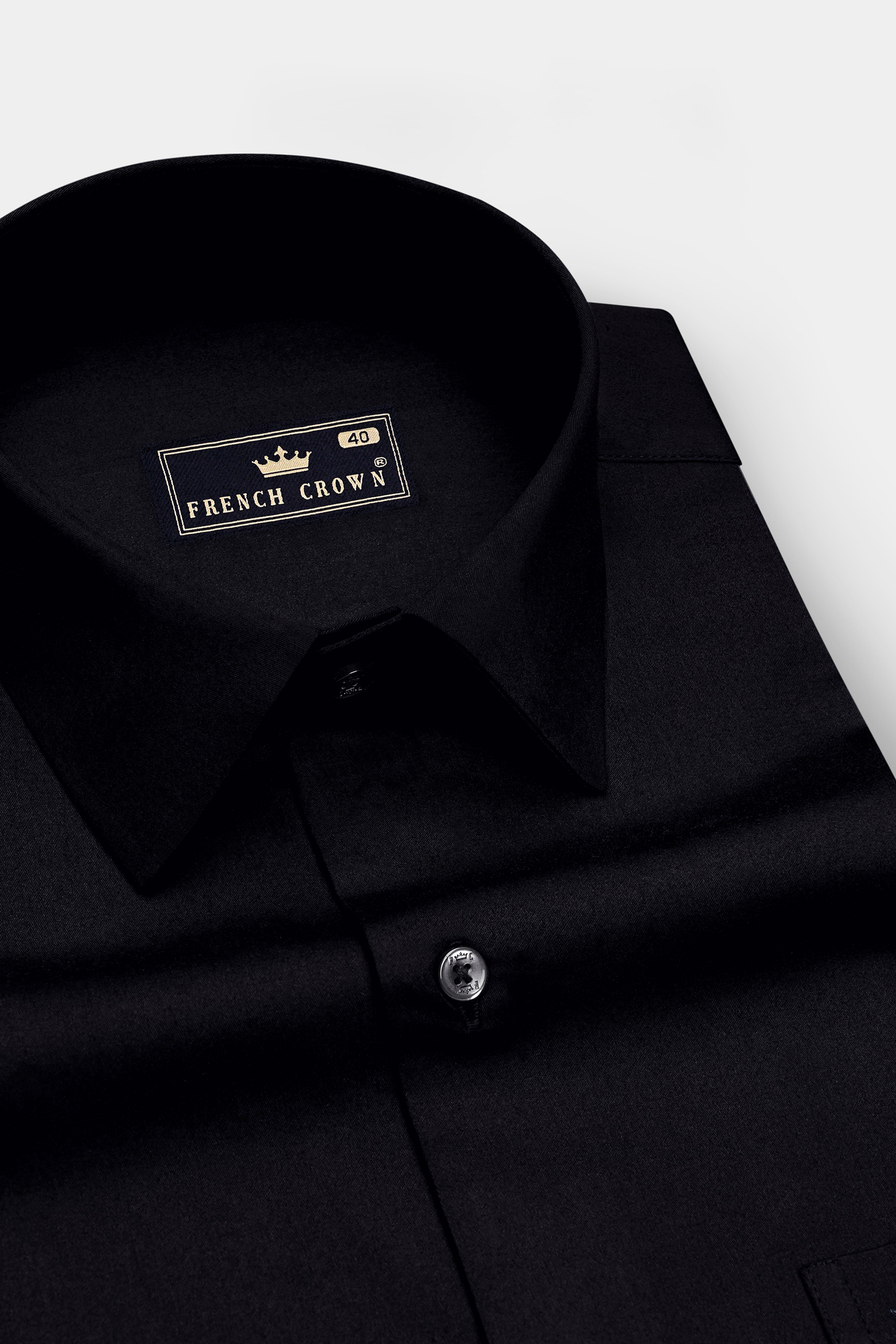 Noir-Jade Black French Cuff Subtle Sheen Super Soft Premium Cotton Dress Shirt