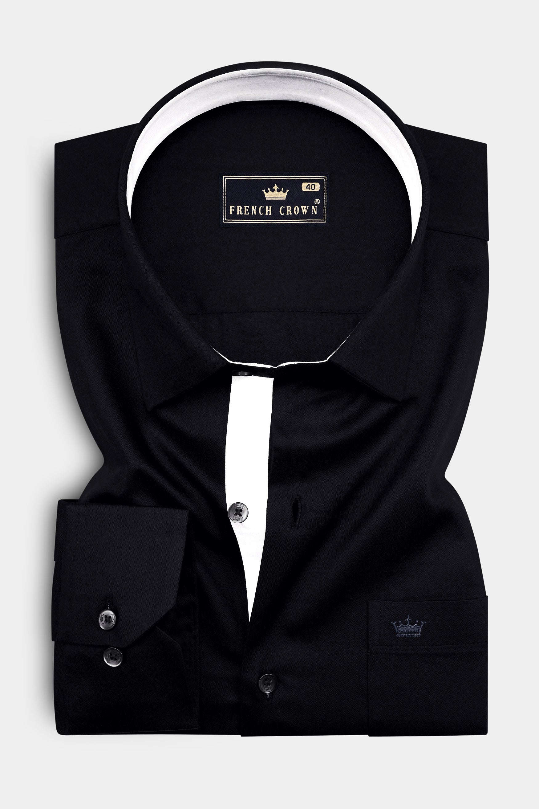 Noir-Jade Black Subtle Sheen Super Soft Premium Cotton Dress Shirt