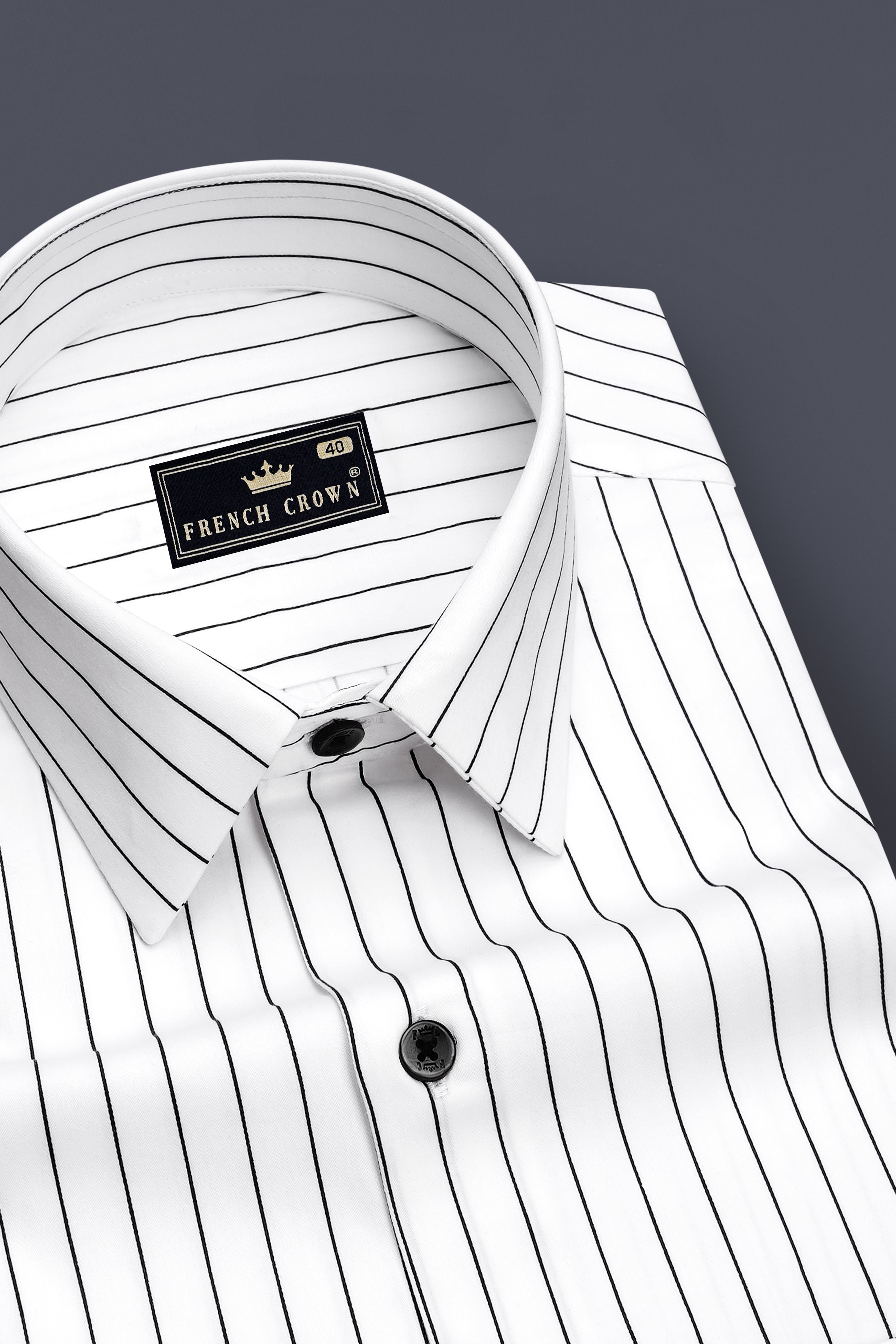 Aurum-Bright White And Jade Black Pin Striped Subtle Sheen Super Soft Premium Cotton Dress Shirt