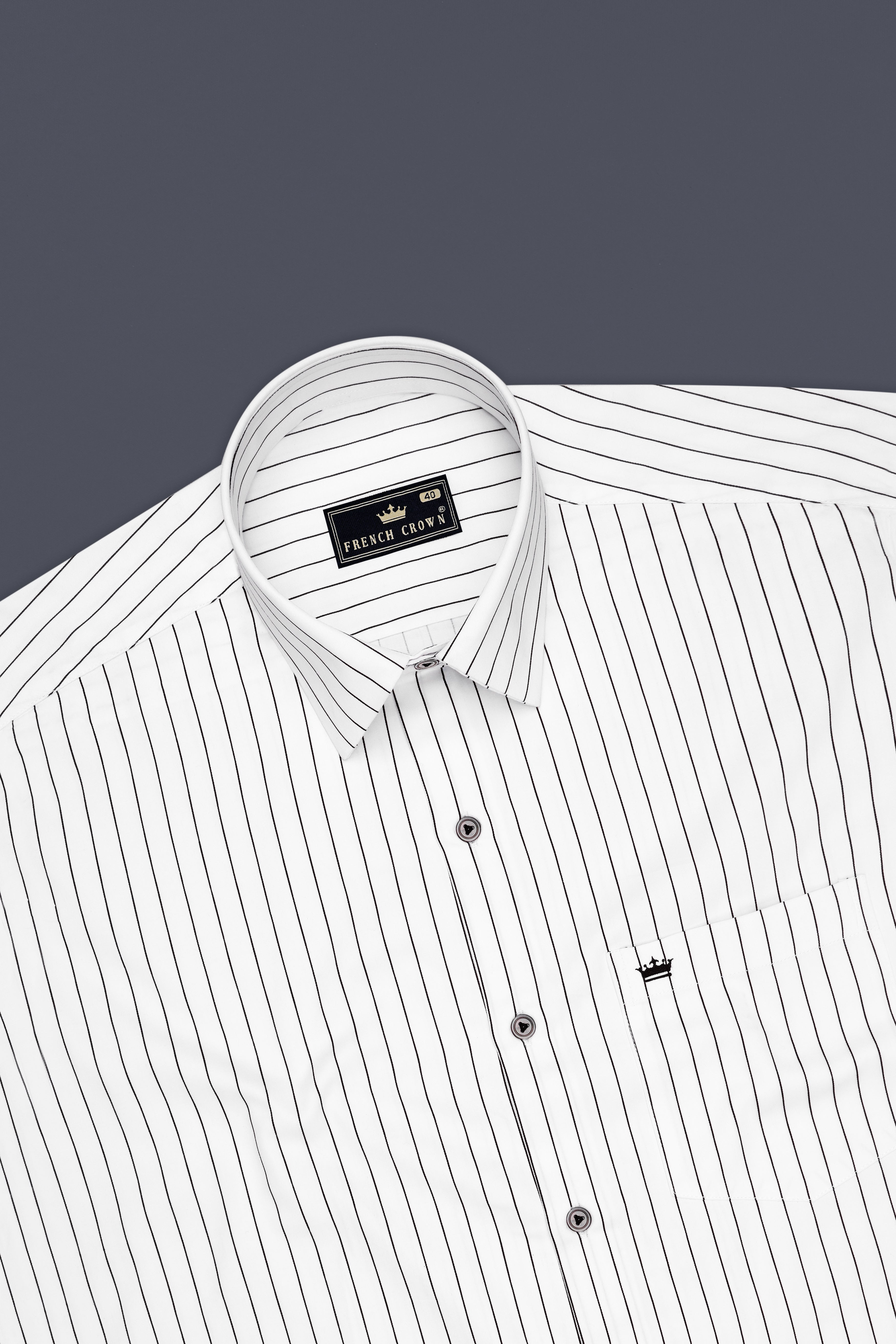 Aurum-Bright White And Jade Black Pin Striped Subtle Sheen Super Soft Premium Cotton Dress Shirt