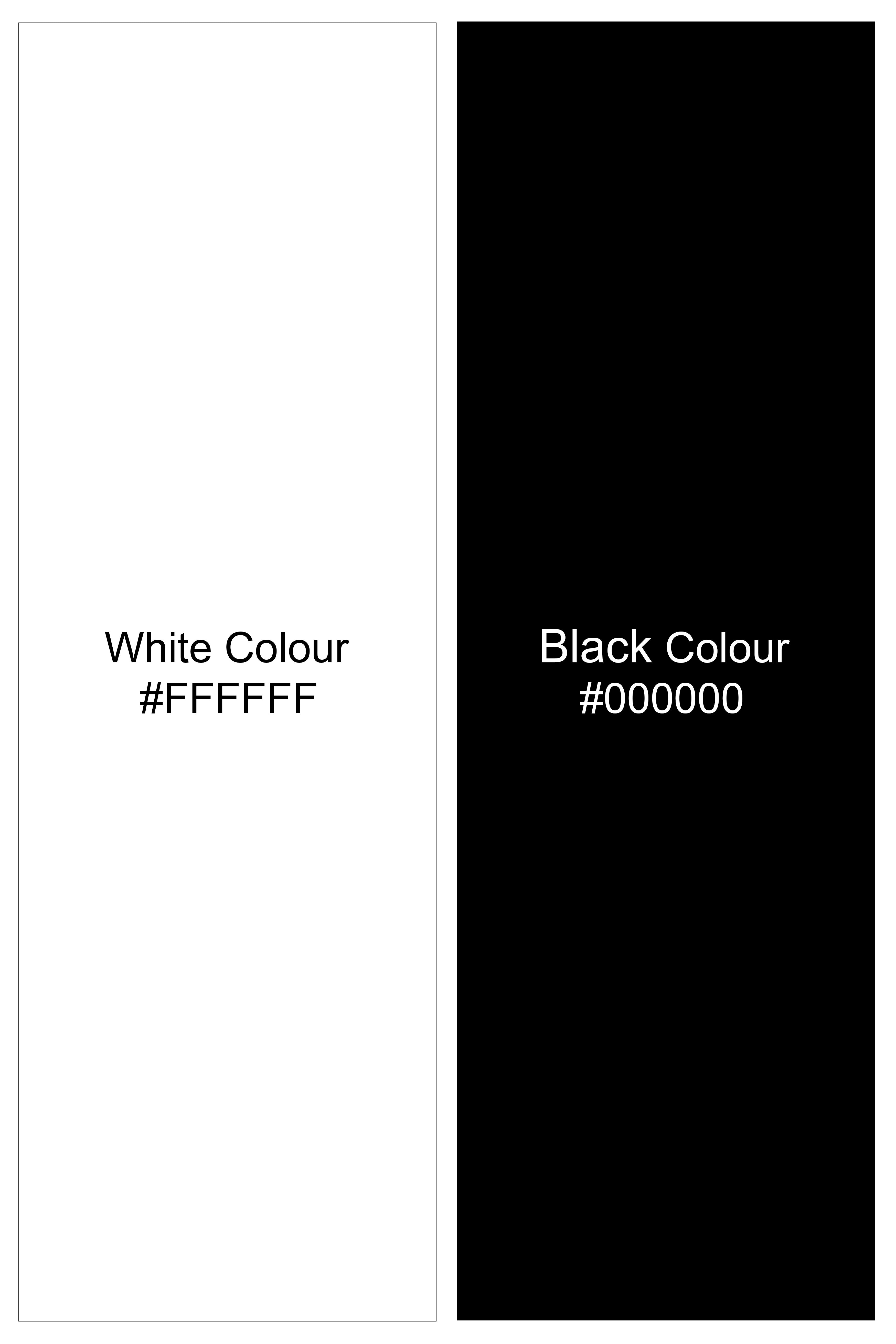 Aurum-Bright White And Jade Black Pin Striped Subtle Sheen Super Soft Premium Cotton Black Cuff Collar Dress Shirt